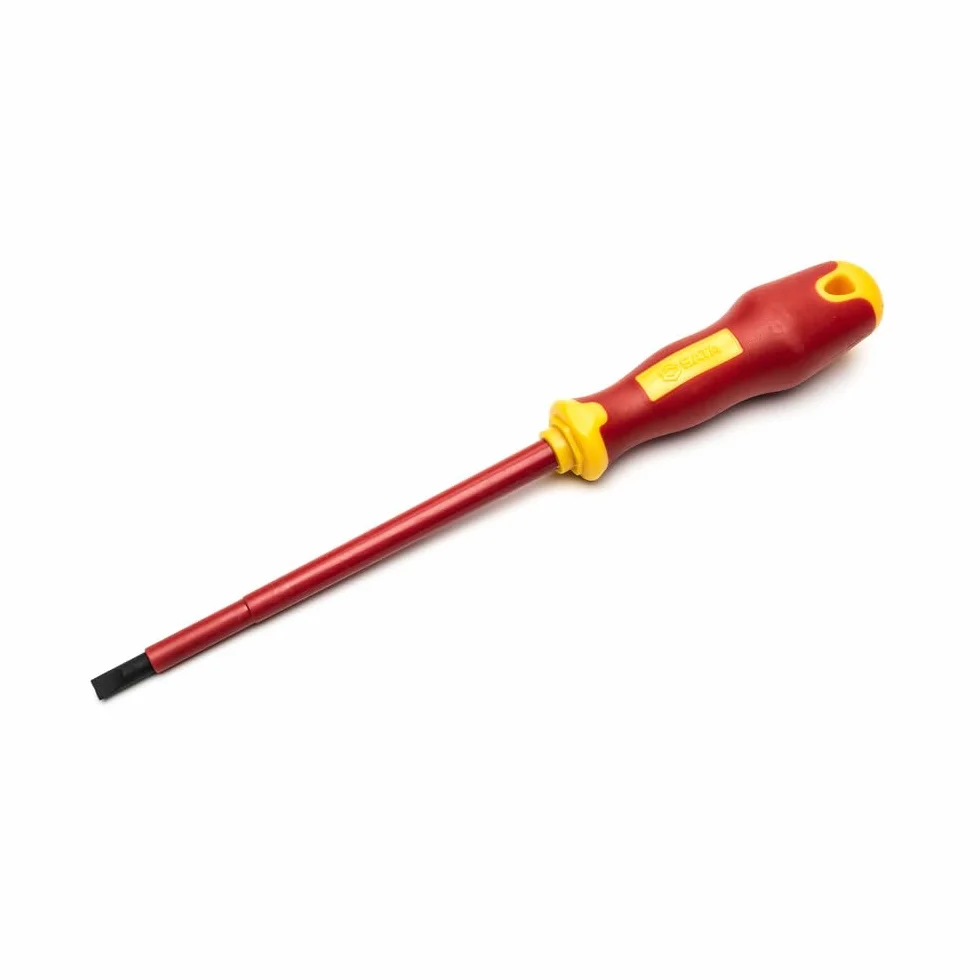 SATA ST61325SC VDE izolowany elektryk 6,5 mm śrubokręt z łbem szczelinowym z uchwytem VDE i stalowym ostrzem S2, 6,5 x 150 mm