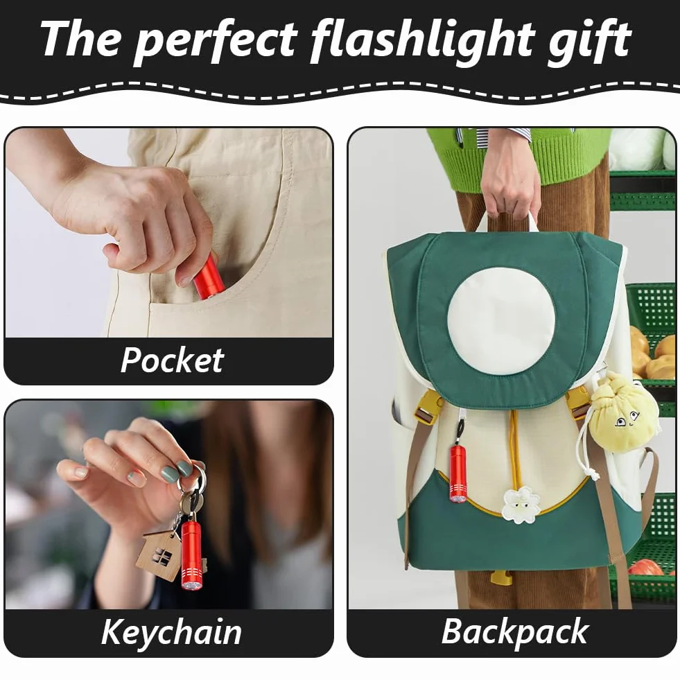 Flintronic 3-pak małych latarek LED, mała latarka kieszonkowa z 9 diodami LED, aluminiowa latarka dla dzieci, ze smyczą, super jasna, dla dzieci, dorosłych, na kemping, wędrówki, prezenty na świeżym
