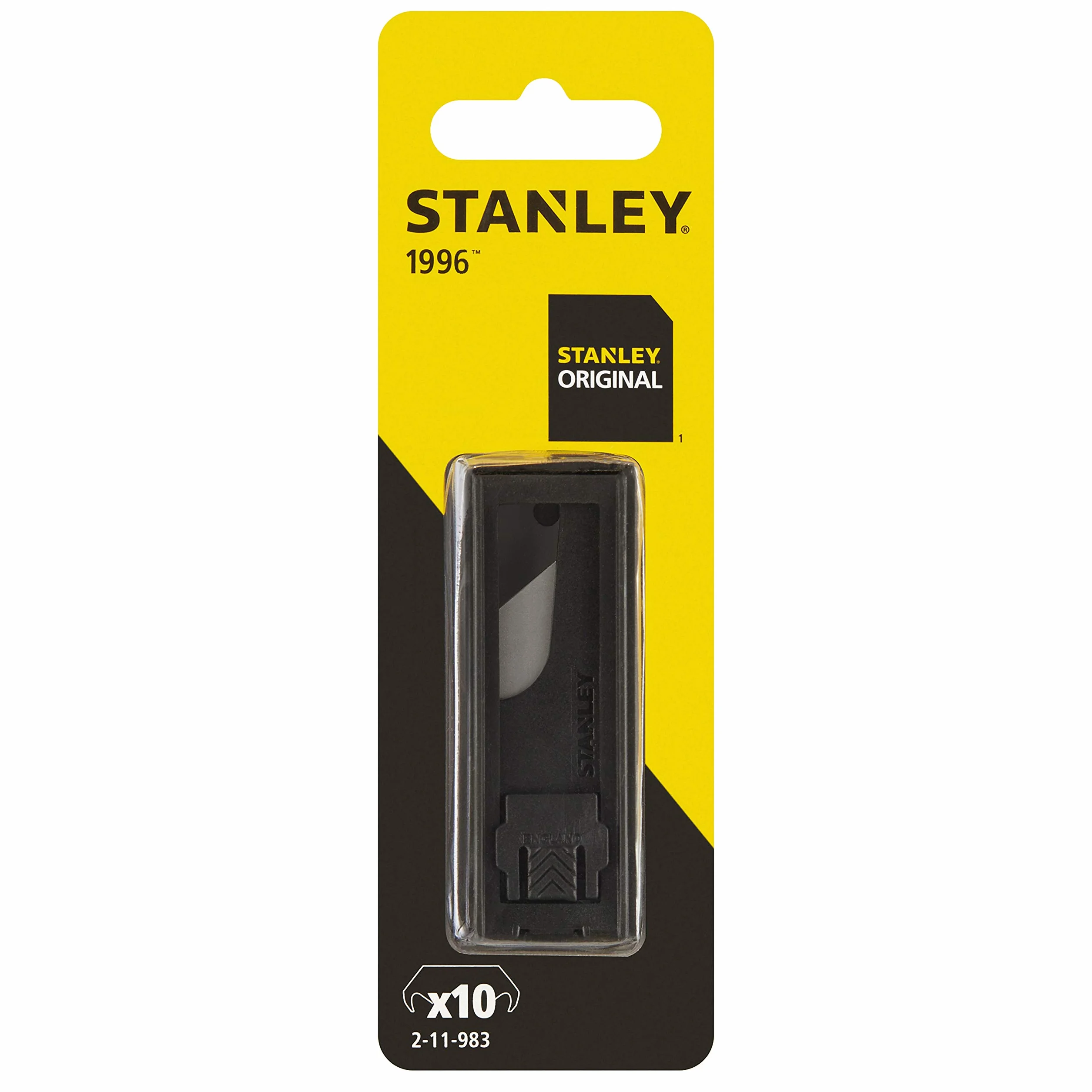 Stanley Ostrza haczykowe 1996 (grubość ostrza 0,65 mm, odpowiednie do opakowaniów/wykładzin podłogowych/plastików) 10 sztuk, 1-11-802