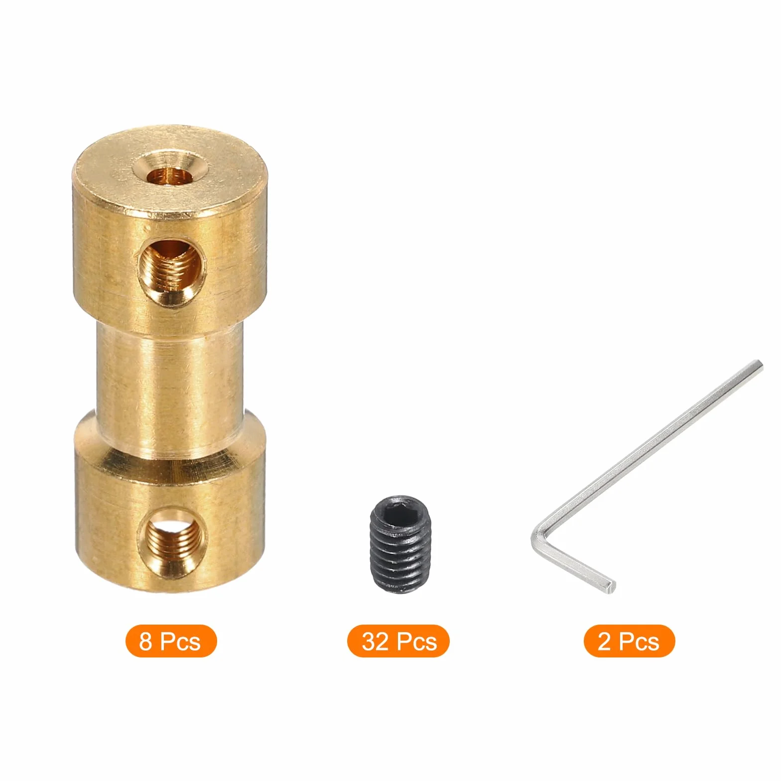 QUARKZMAN 2 mm 3 mm otwór sztywny sprzęgło, długość 20 mm, długość 9 mm Dia M3, mosiężne złącze wału, do drukarek 3D, kolor miedziany, z 8 szt. łączników 32 sztuki, śruby, 2 klucze