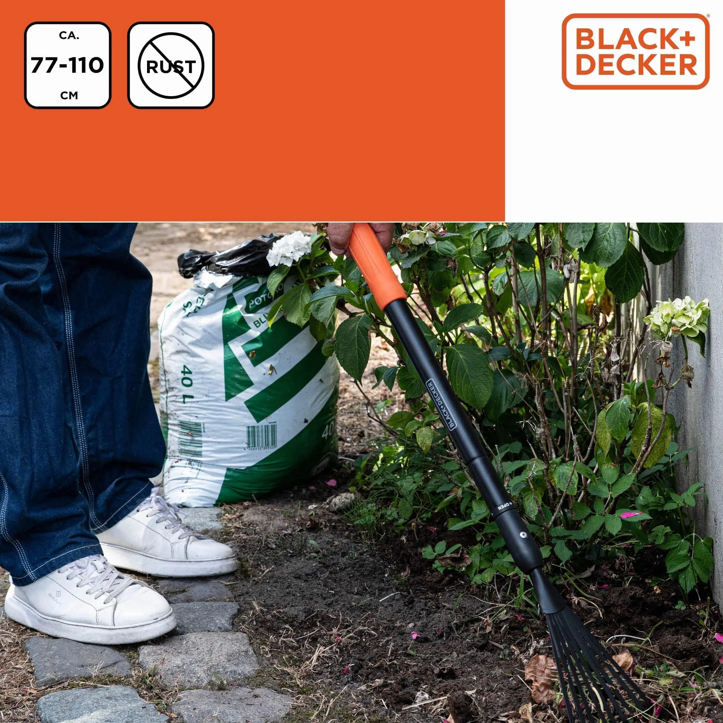 BLACK+DECKER Laubrechen BXGTTO7050 77-110 cm regulowany odporne na rdzę czarno-pomarańczowy