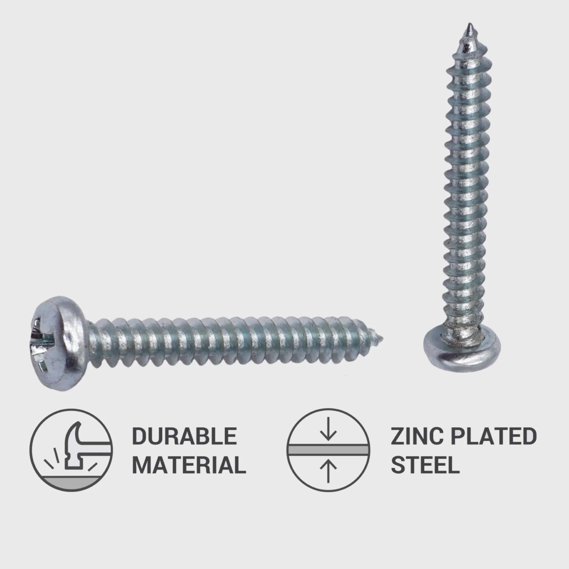 SKIR'CO (100 szt.) Wkręty samogwintujące ze stali ocynkowanej 4,2 x 32 mm, DIN 7981 C, śruby z łbem stożkowym, łbem PH