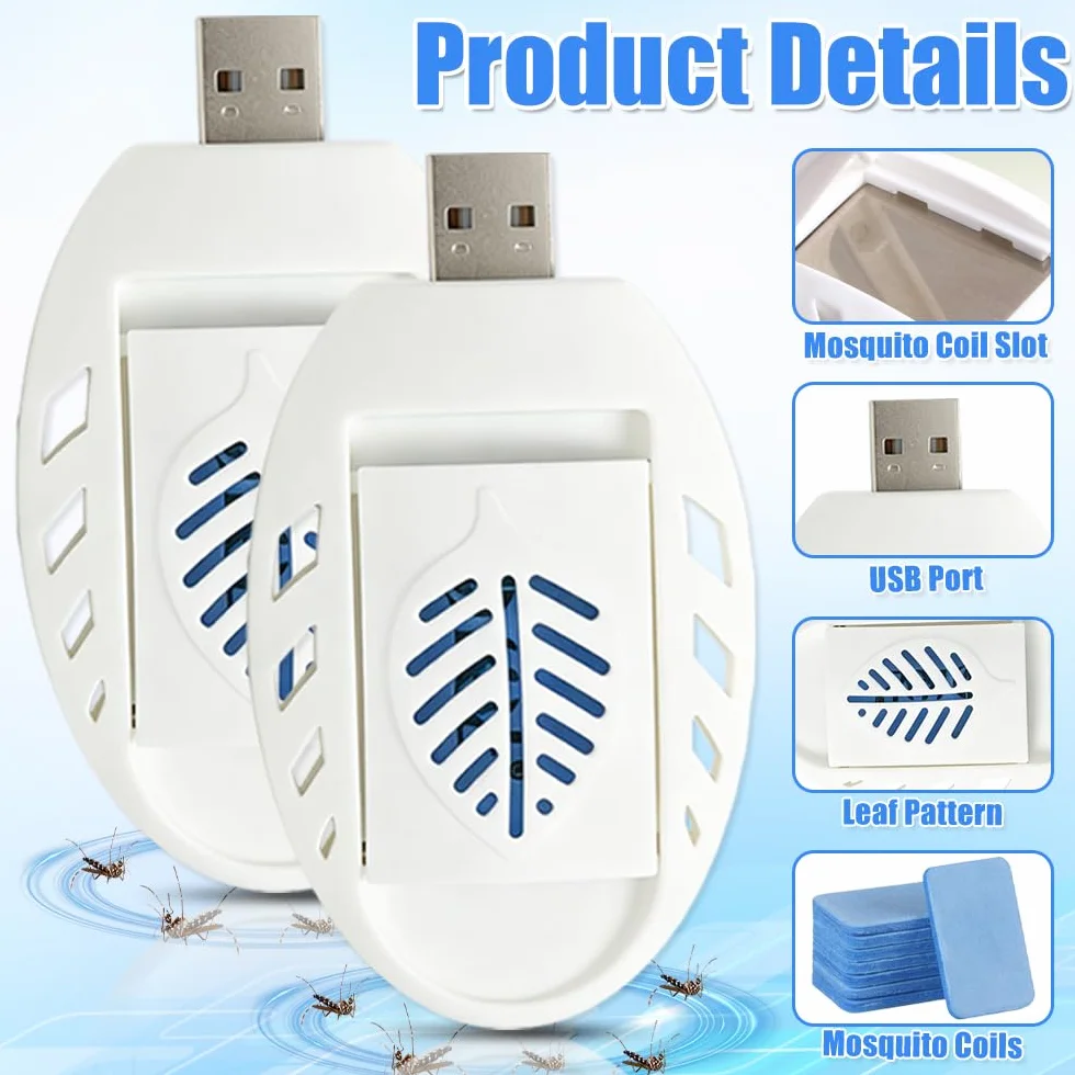 Elektryczna pułapka na komary USB przenośna 3 sztuki 120 tabletek