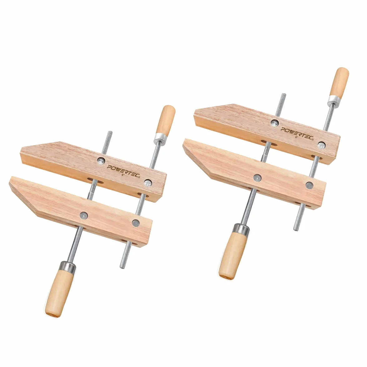 POWERTEC 71522 drewniany zacisk do śrub ręcznych – 15 cm | Zaciski śrubowe ręczne do obróbki drewna, 2 szt