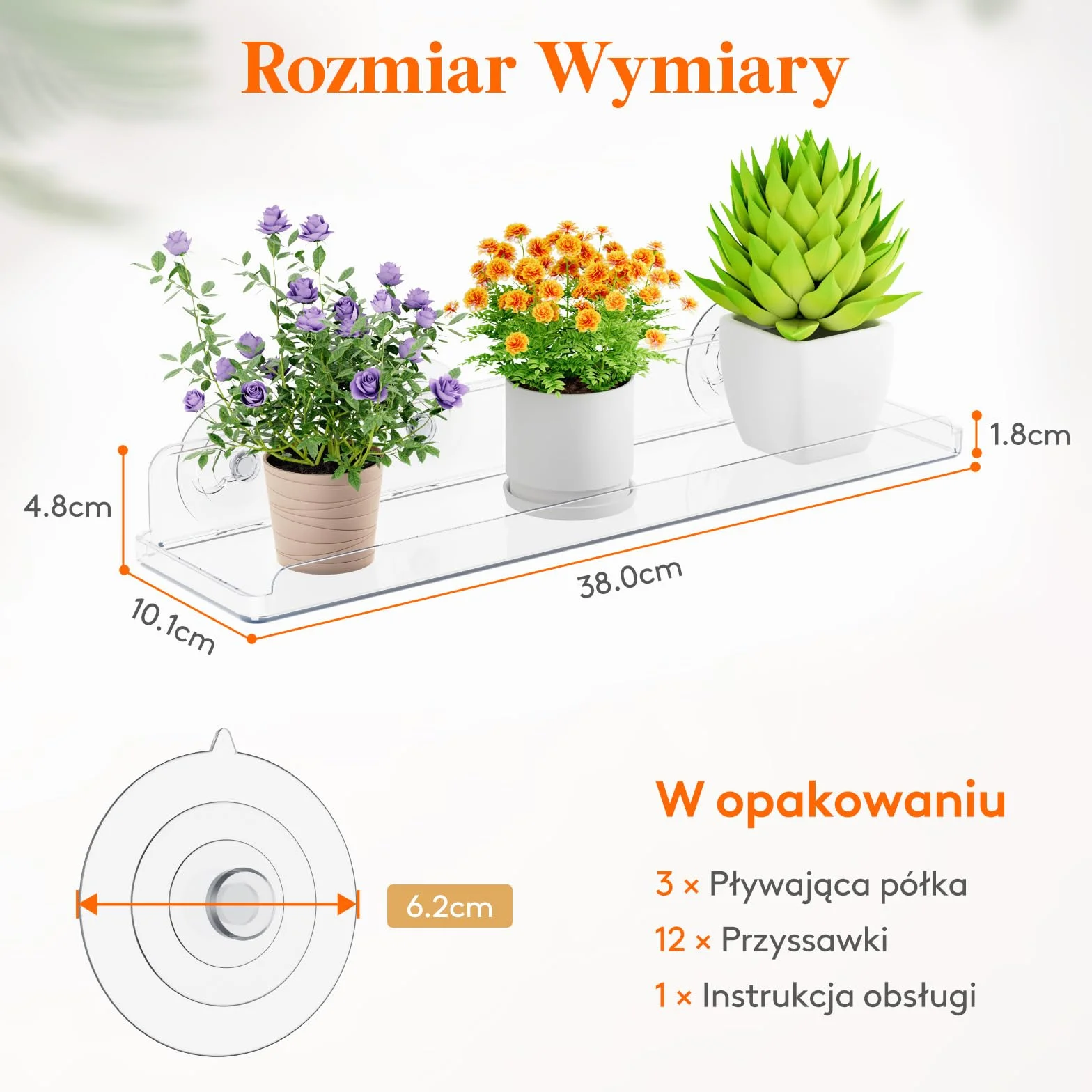 Pływające półki okienne na rośliny Lifewit 15 cali, 2 akrylowe półki z przyssawkami, przedłużacz parapetu do wewnętrznych sukulentów, mikro zieleni, doniczki na nasiona, sadzarki do ziół