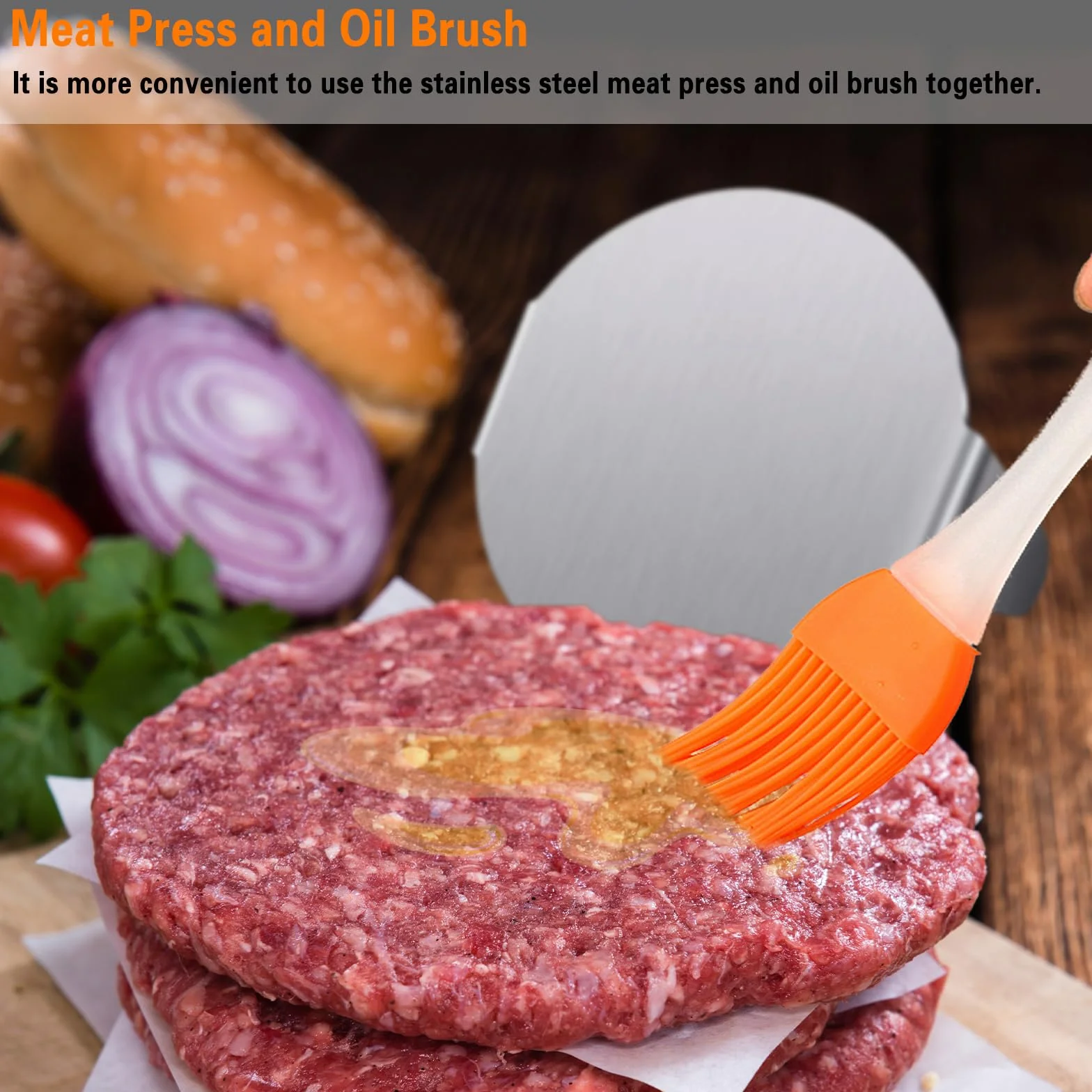 Prasa do mięsa, burgerów, prasa do hamburgerów, metalowa, prasa do hamburgerów, do burgerów, prasa do burgerów, prasa do hamburgerów, grill, zdejmowany uchwyt, średnica 12 cm
