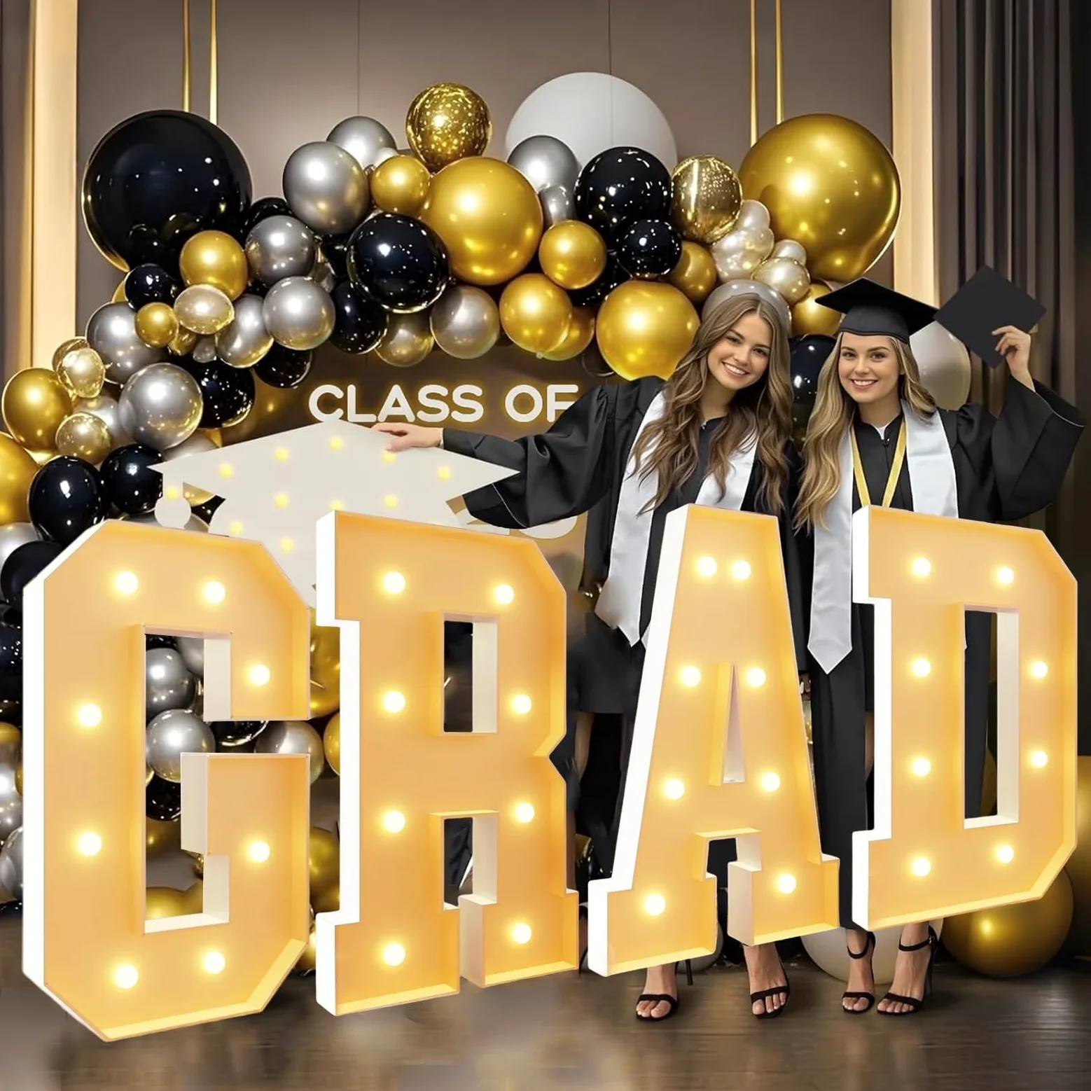 Grad 2025 Namiot podświetlany litery znak ukończenia szkoły dekoracje artykuły na przyjęcia szkolne wewnątrz na zewnątrz dekoracyjne(70cm/2.3FT)