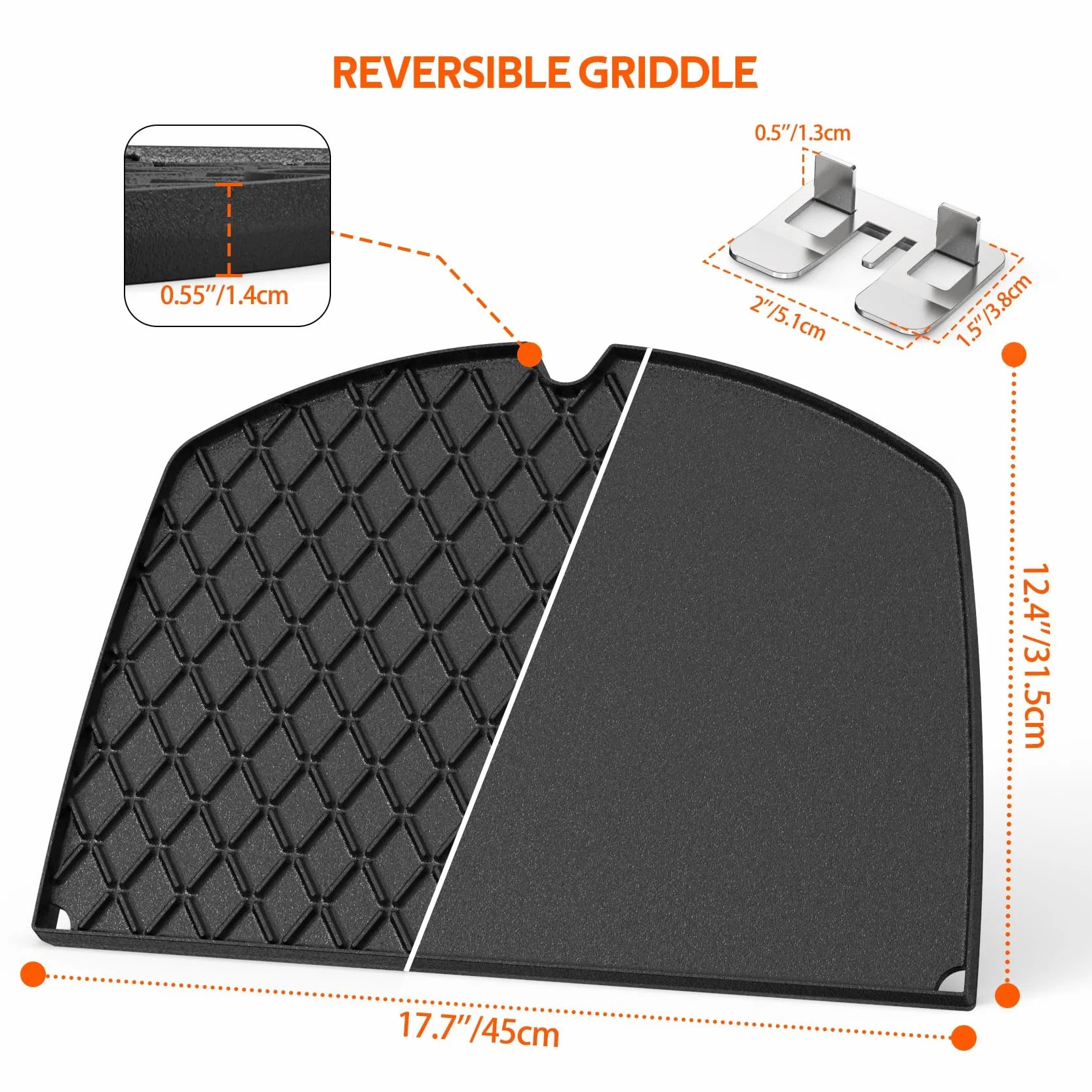 onlyfire 6506 Żeliwna płyta grillowa do grilla gazowego Weber Q300, Q320, Q3000, Q3100, Q3200, Q3400, Series 44,45 x 31,5 cm, akcesoria do płyt grillowych, patelnia grillowa, części zamienne do Weber
