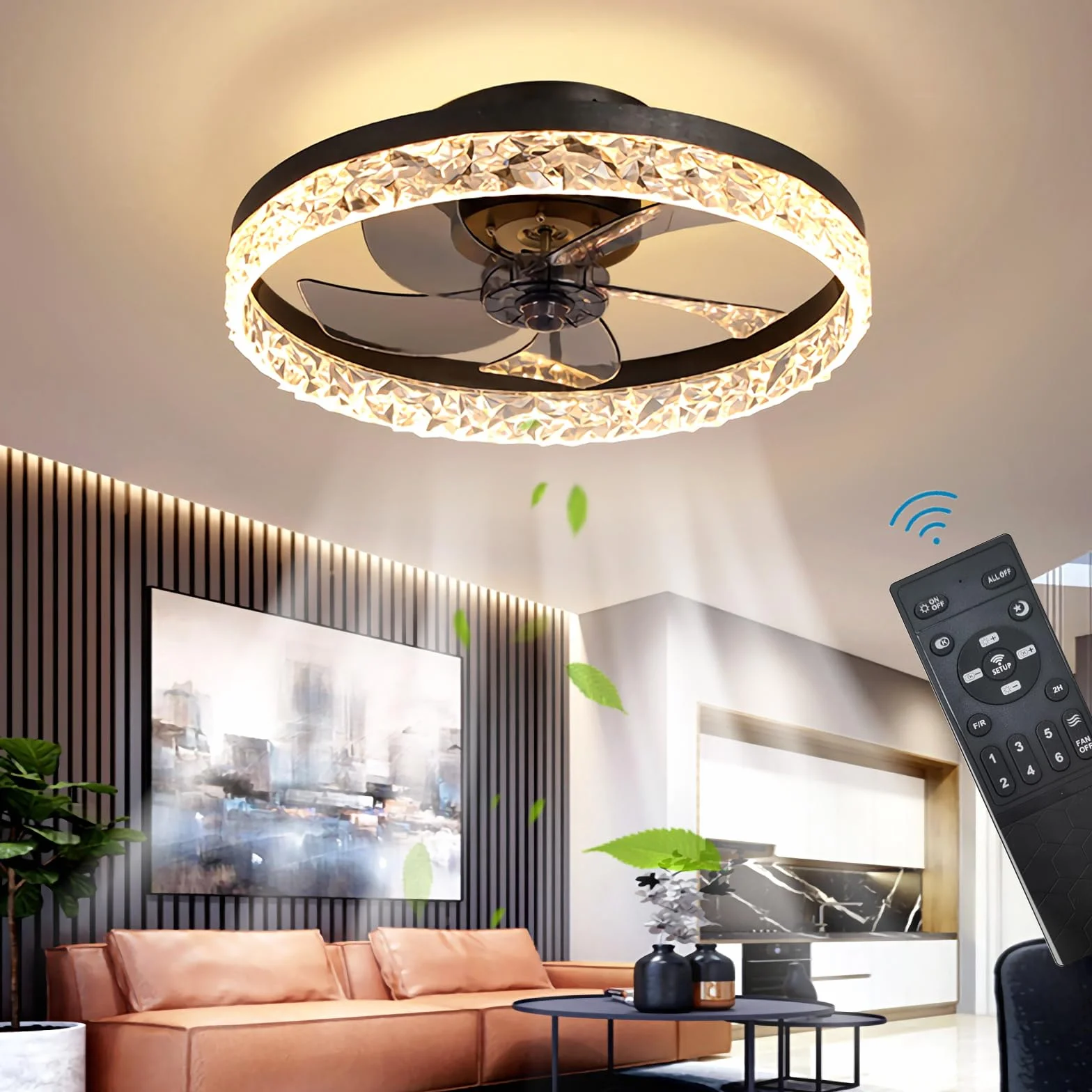 Wentylator sufitowy z oświetleniem LED Pilot 6 prędkości 50CM Czarny