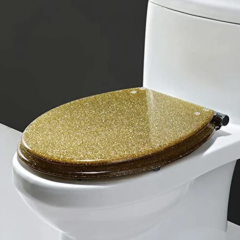 Deska sedesowa premium brokatowa deska sedesowa, łazienka, owalna deska sedesowa, uniwersalna deska sedesowa z miękkim zamknięciem i szybkim odpinaniem, regulowany zawias ułatwiający