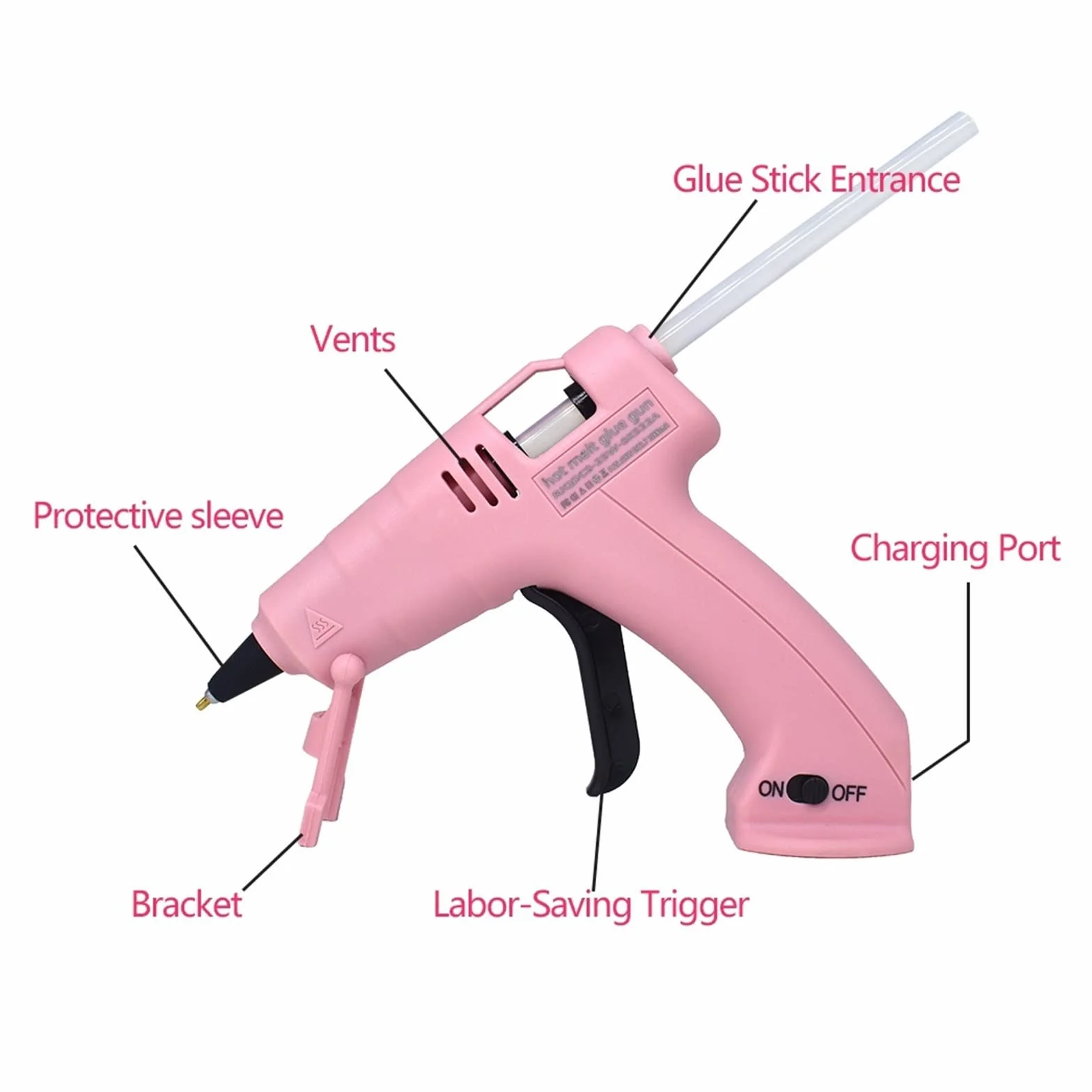 Pistolet Do Kleju Na GorąCo Bezprzewodowy Pistolet Do Klejenia Na Gorąco Dziecko Rękodzieło Domowe DIY Naprawa Użyj 7mm Klej W Sztyfcie Bezprzewodowy Pistolet Do Kleju 3.6V 60 Min Czas Użytkowania(SET