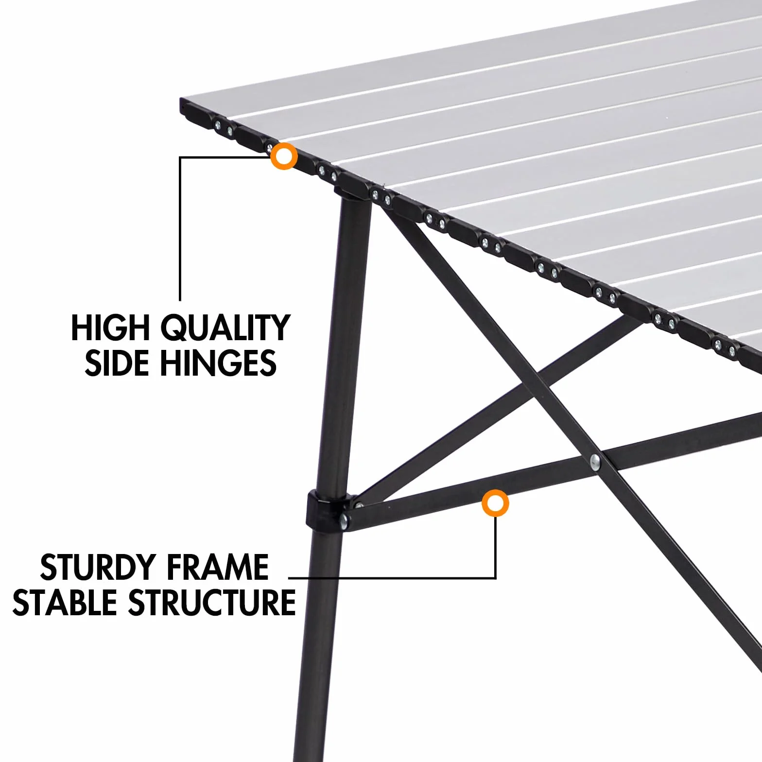 Składany stół kempingowy aluminiowy Roll Up Top 4 osoby srebrny