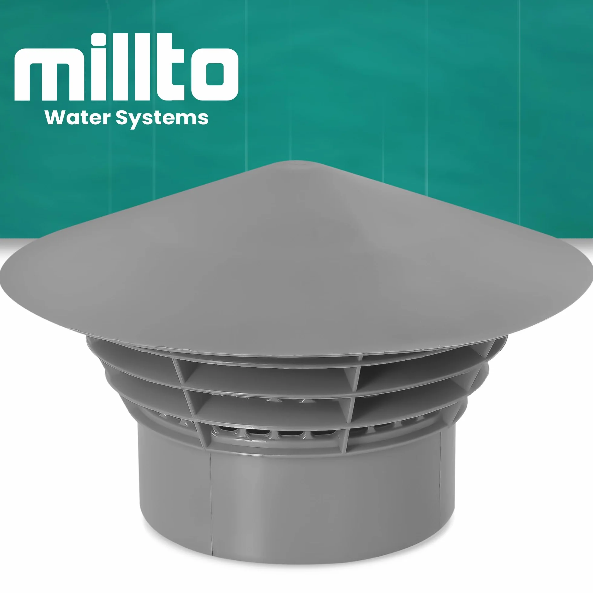Millto™ Pokrywka Odpowietrzająca Dachowa PP Wywiewka Odpowietrznik Systemu Kanalizacji Kapturek Dachowy Rury Odpływowej (Szary | 110 mm)