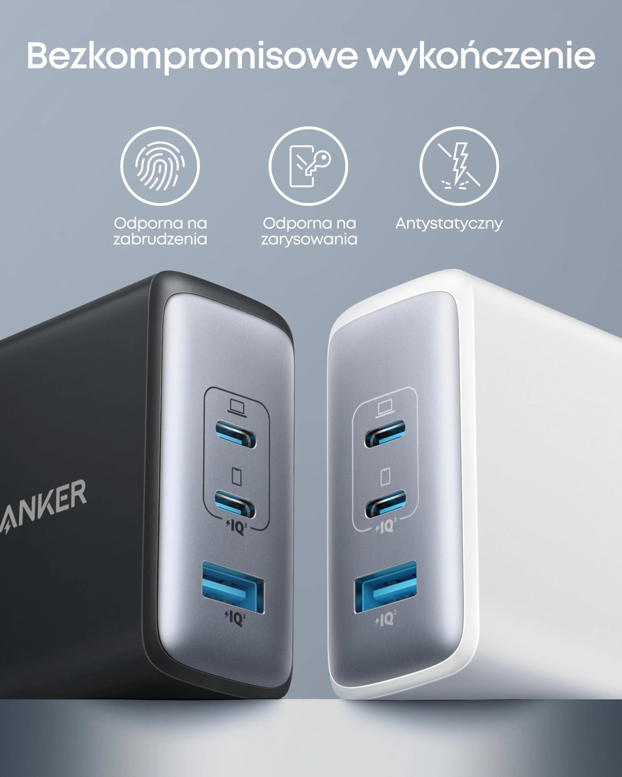 Ładowarka Anker 736 (Nano II), USB C 100 W, 3-portowy zasilacz USB C do MacBook Pro/Air, iPad Pro, Galaxy S22/S20, iPhone 15/Pro (Biały)