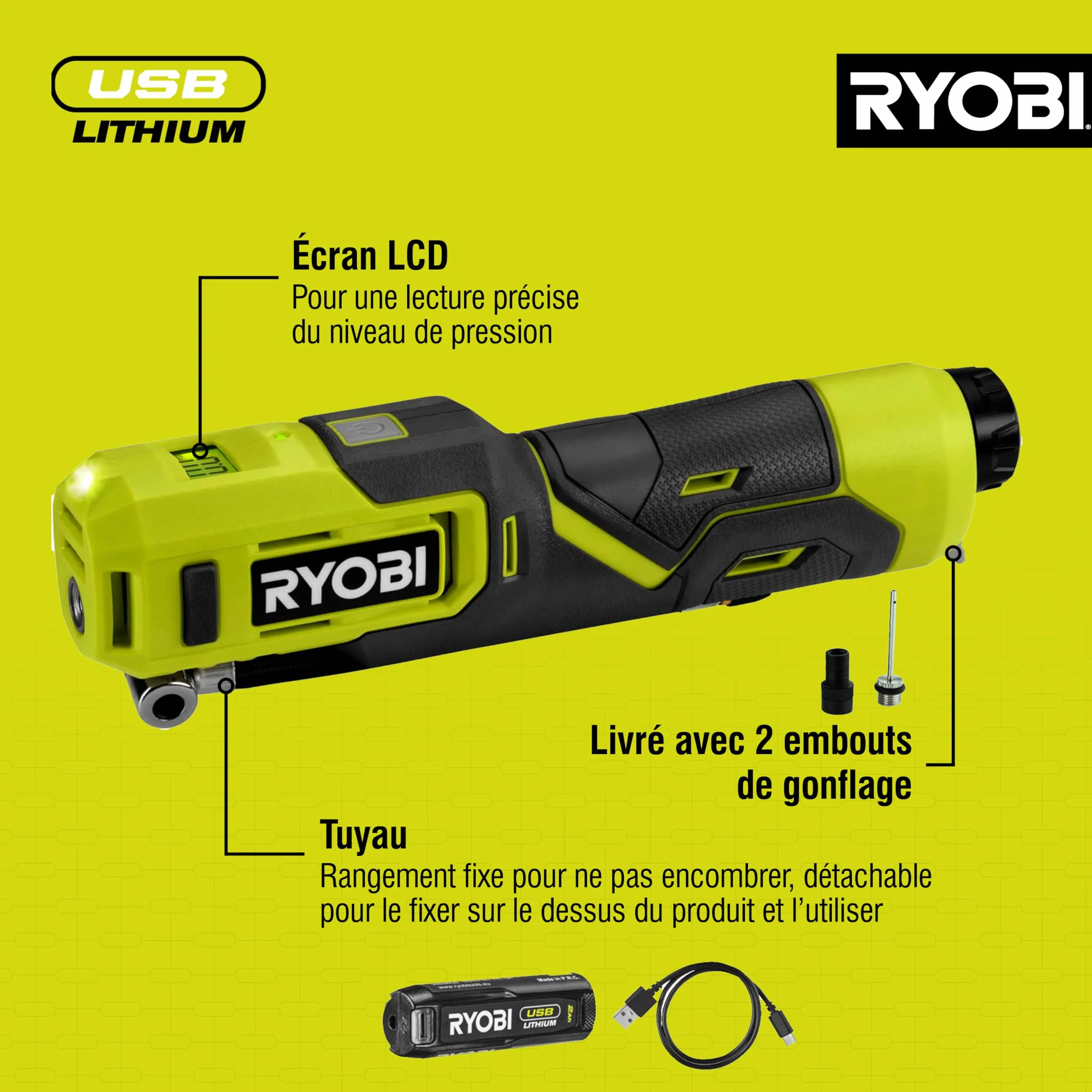Ryobi RI4-120G 4V bezprzewodowy nadmuchiwacz wysokociśnieniowy (1 x 4 V 2,0 Ah)