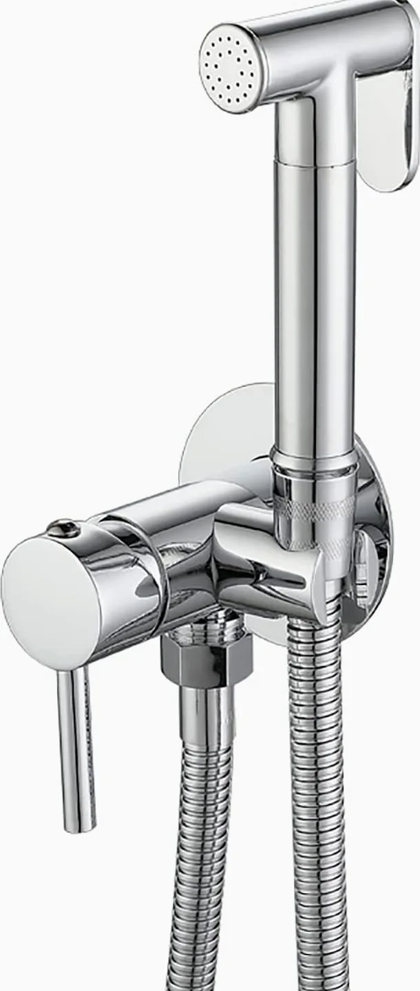 Ręczne przenośne bidet, Ręczna natryskowa słuchawka bidetowa do toalety, mosiężna, pojedyncza rączka, z wężem prysznicowym 150 cm, wielokolorowa(Chrome)