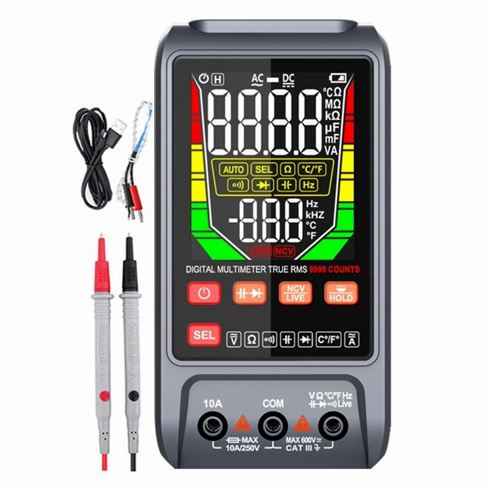 Multimetr Cyfrowy DC AC Tester Pojemności Ręczny Zakres Woltomierz True Próbnik Elektroniczny Narzędzie Dla Elektryków Szybko Dokładnie Łatwy Odczyt(116)