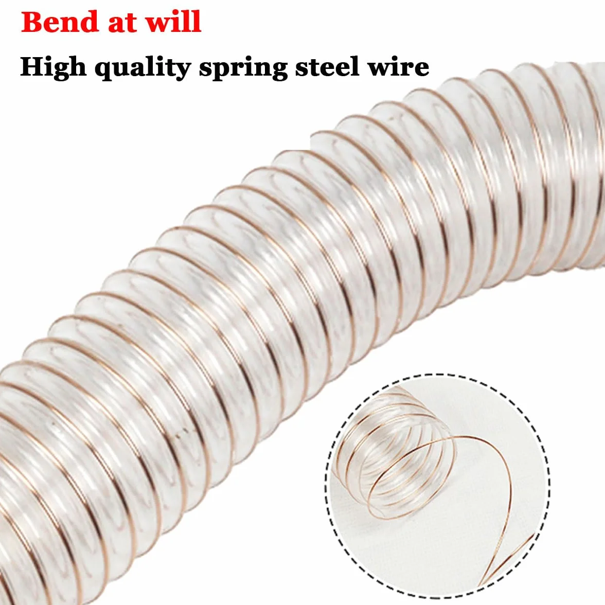 Przezroczysta rura z poliuretanu, Wąż poliuretanowy PU 1,5 mm Drut stalowy pokryty miedzią Przezroczysty m ID 200-300(Inner diameter: 260mm)