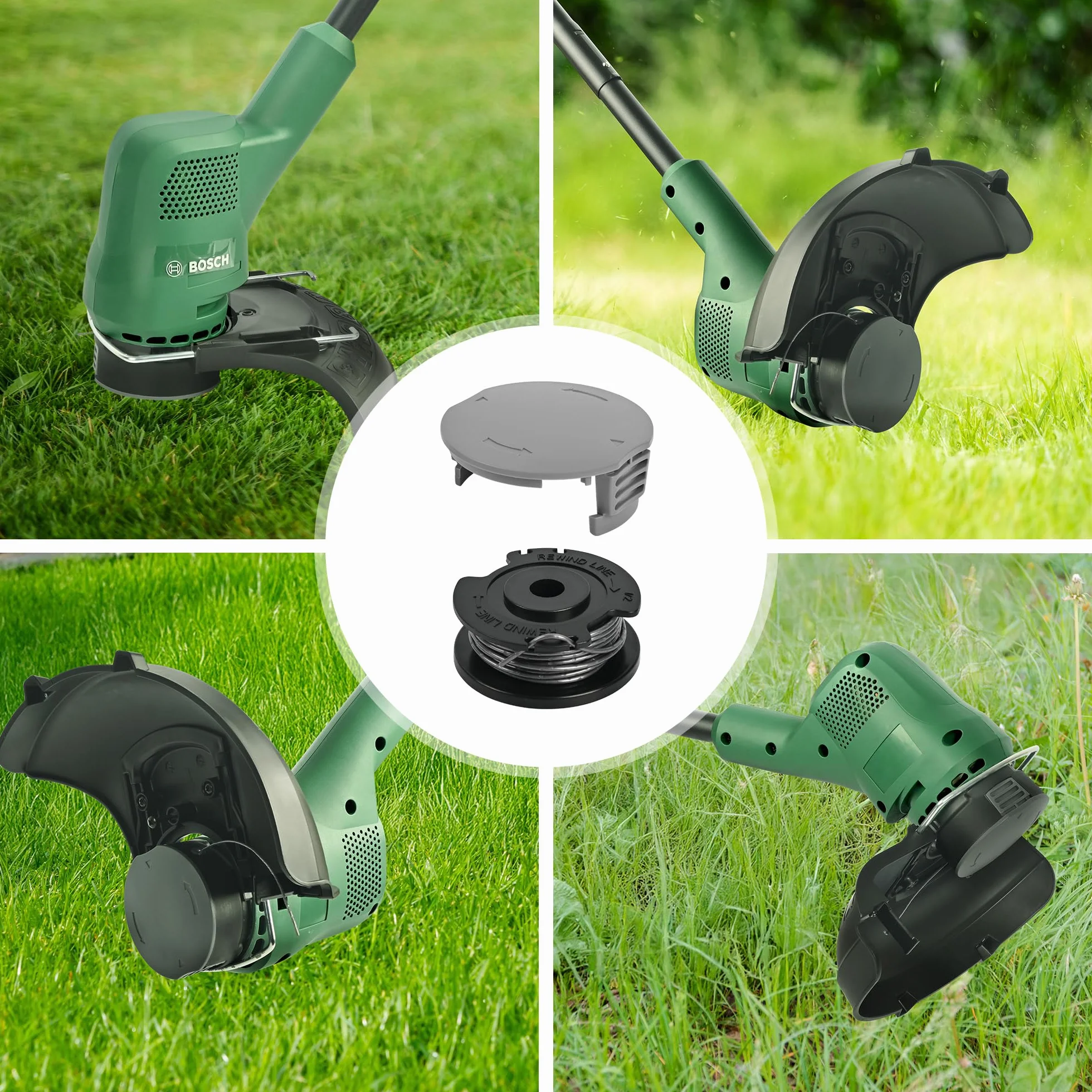 Szpula żyłki do podkaszarki Bosh EasyGrassCut, 6 szpulek żyłkowych F016800569 i 2 osłony na szpulki F016F05320