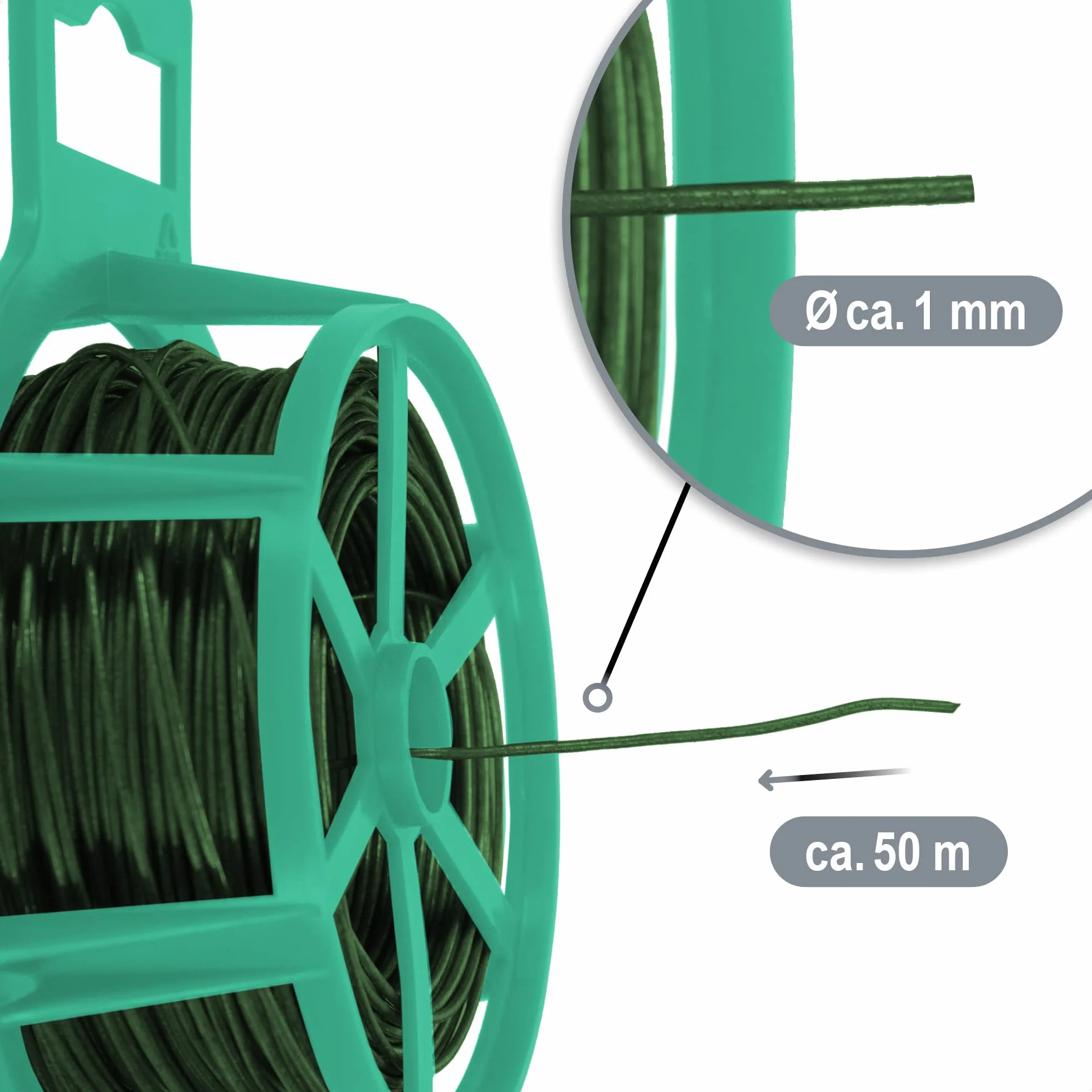COM-FOUR® 100 metrów drutu do wiazania - 2 rolki po 50 metrów drutu powlekanego tworzywem sztucznym w kolorze zielonym - drut roslinny do prac ogrodniczych i domowych (02x 50m zielony V2)