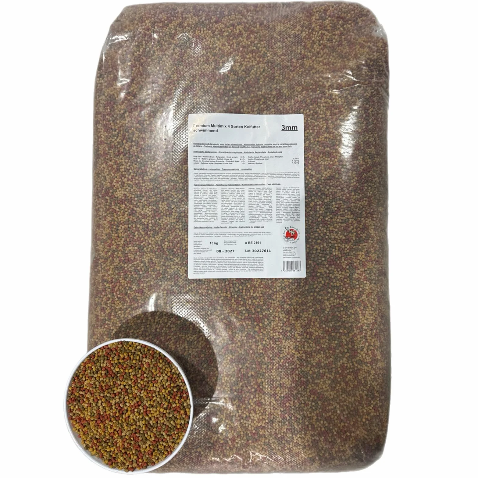 Koi Herdecke mieszanka pokarmu dla ryb 15 kg pływające granulki 3 mm