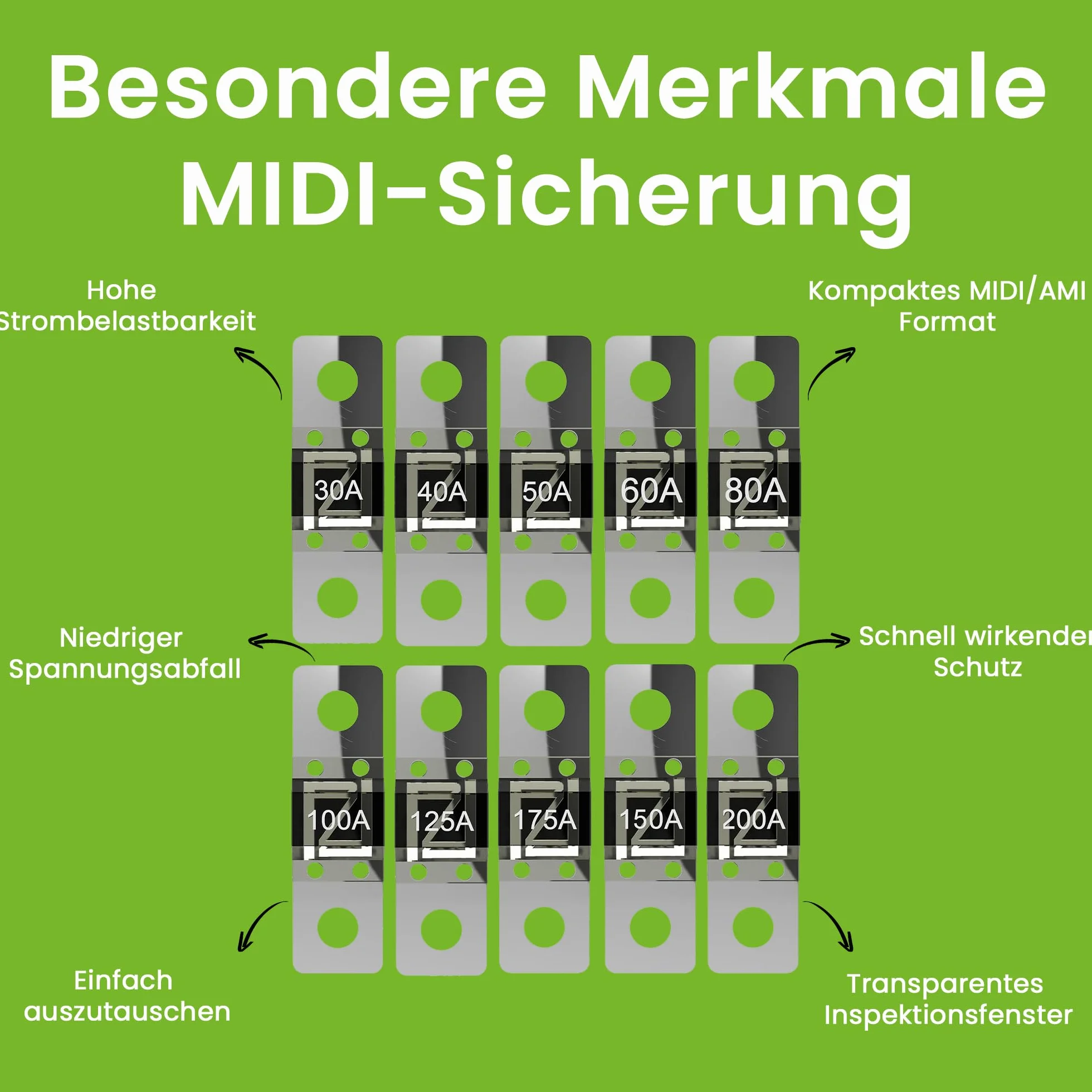 Offgridtec Zestaw 5 bezpieczników MIDI 40A 58V