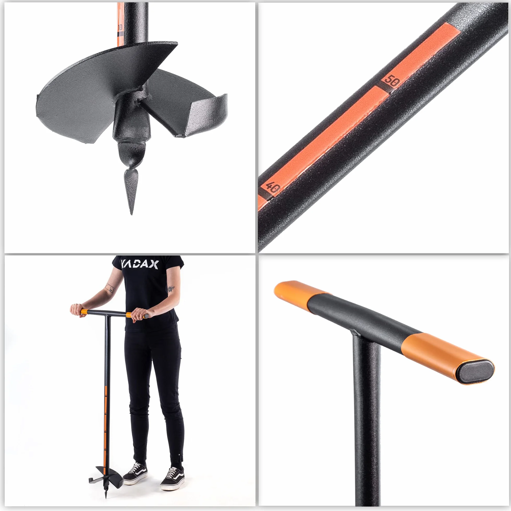 KADAX Świder ziemny ręczny 200 mm metalowy spiralny do ogrodu