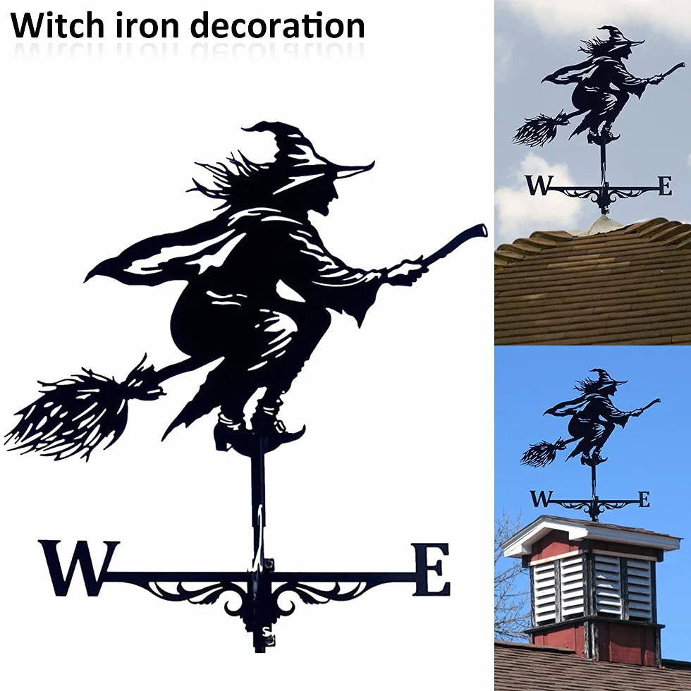 Wiatrowskaz metalowy dekoracja ogrodu 75x40 cm czarownica