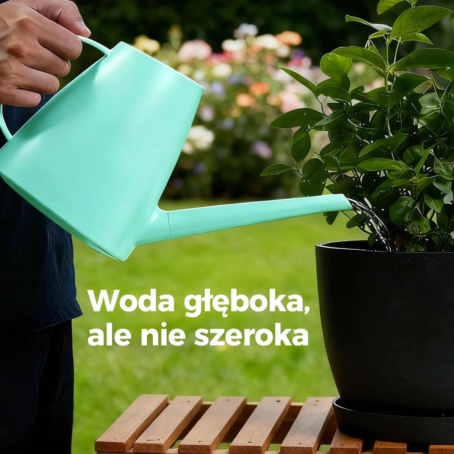 Bamworld Konewka do Roślin 1.8L Wewnętrznych i Zewnętrznych – Długi Dziób, Podwójny System Dyszy, Ergonomiczny Uchwyt (Niebieski)