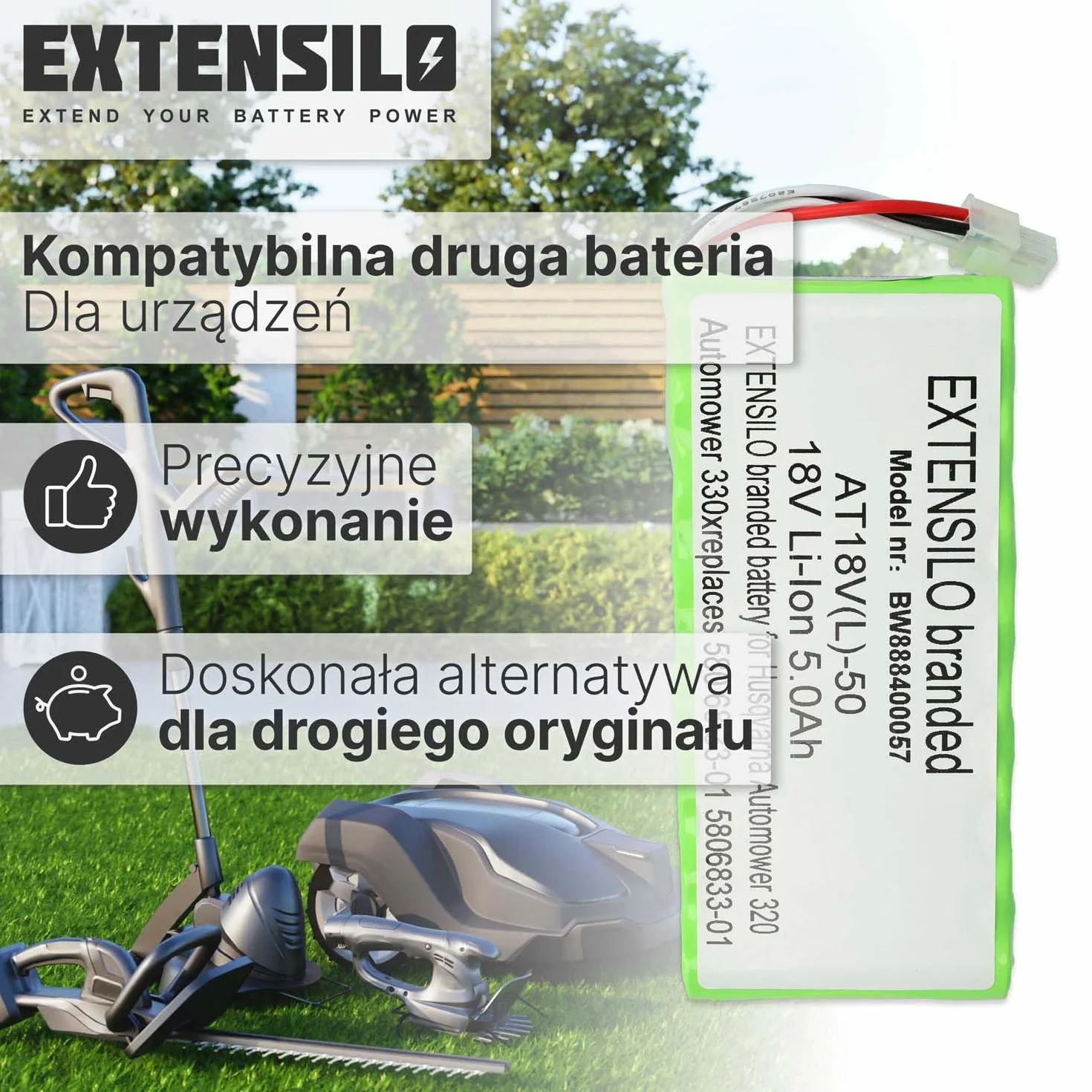 Akumulator Husqvarna Automower 420 330X 2014 2015 2016 5000 mAh 18 V litowo-jonowa