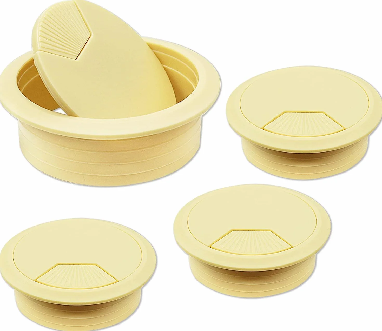 przelotka na biurko Otwór silikonowy osłona wtyczki 60mm kabel biurkowy przelotka 4 szt. Czarny przewód organizery do kabli domu i stołu biurowego Port powierzchniowy(Light Yellow,80MM)
