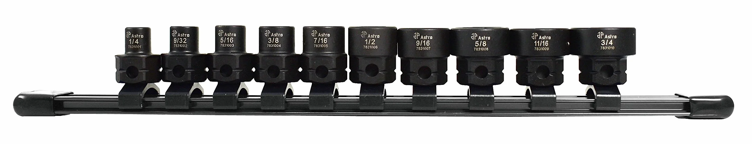 Astro Tools 78310 10-częściowy zestaw nasadek udarowych z napędem 3/8″, niskoprofilowe nano nasadki udarowe, SAE