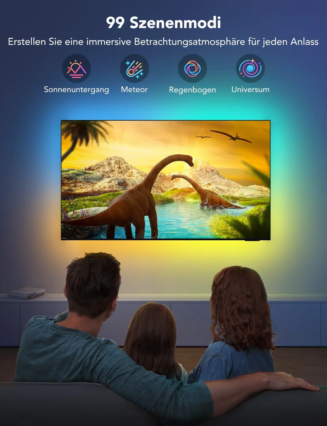 Govee Podświetlenie LED Telewizora, Taśma LED RGBIC do Telewizorów 55-65 cali, Inteligentna Taśma LED 3,8 M Ze sterowaniem Bluetooth i Wi-Fi, Współpracuje z Alexą, Synchronizacja Muzyki