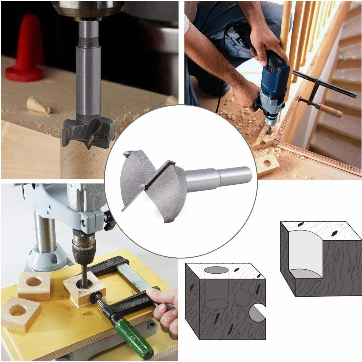 flintronic® Wiertło Forstnera, wersja w dużym rozmiarze, 3-częściowy zestaw otwornic 65, 70, 80 mm, z węglika spiekanego, do obróbki drewna, mebli, otworów na zawiasy w drzwiach