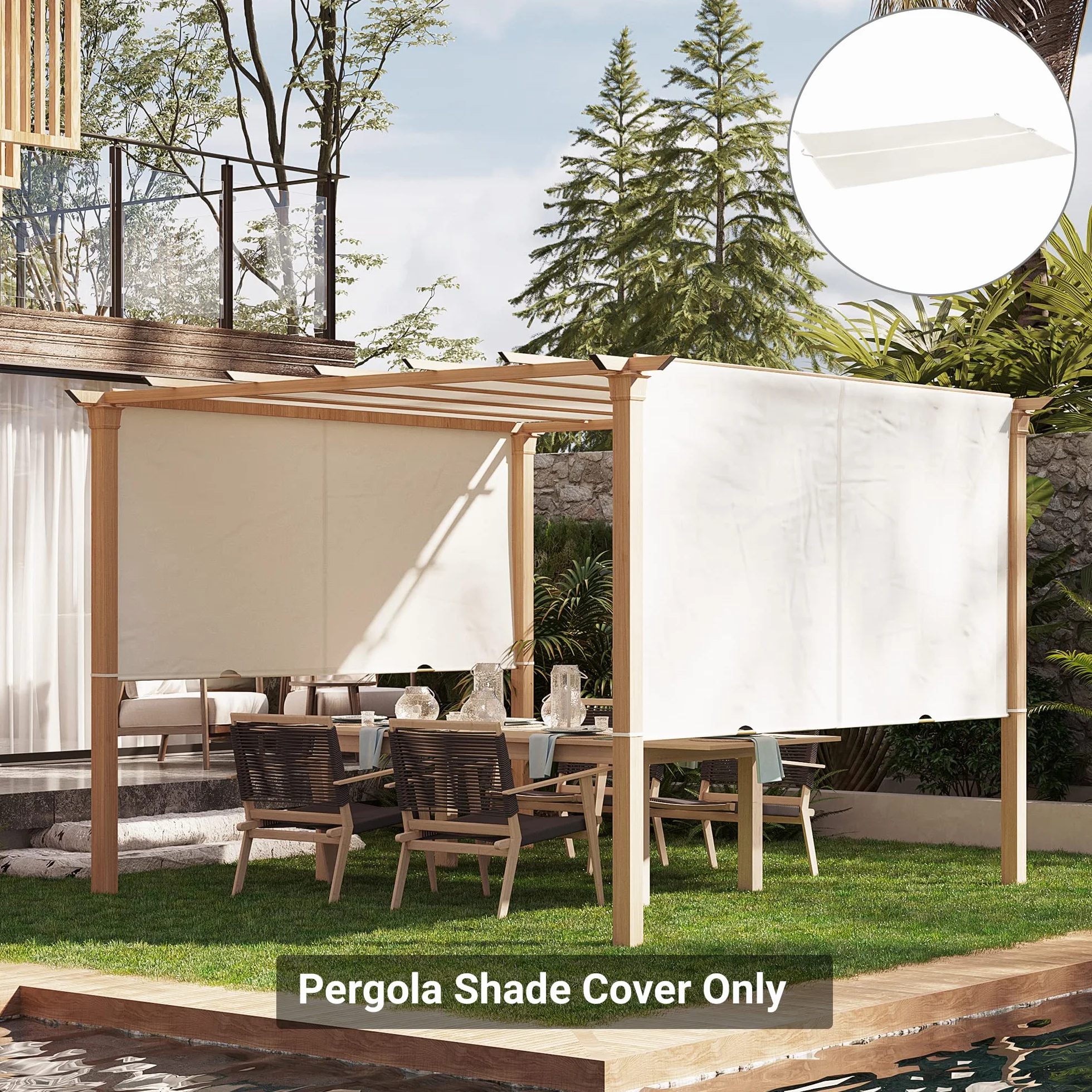 Outsunny 5 x 2,4 m pergola tkanina poliestrowa beżowa