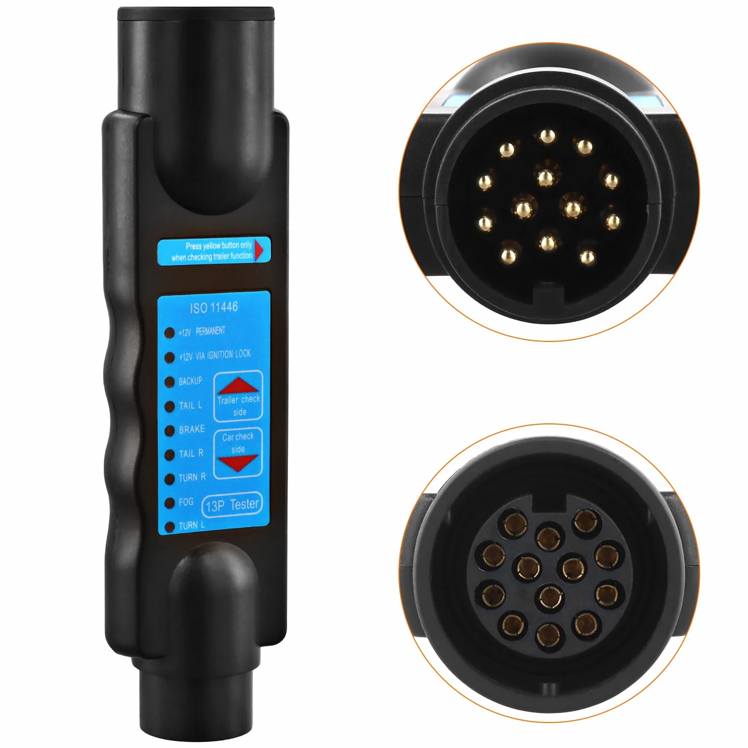 QWORK® 13-pinowy tester wtyczek i gniazd do diagnostyki okablowania 12 V – niezawodne narzędzie do sprawdzania obwodu samochodowego, przyczep kempingowych i kamperów
