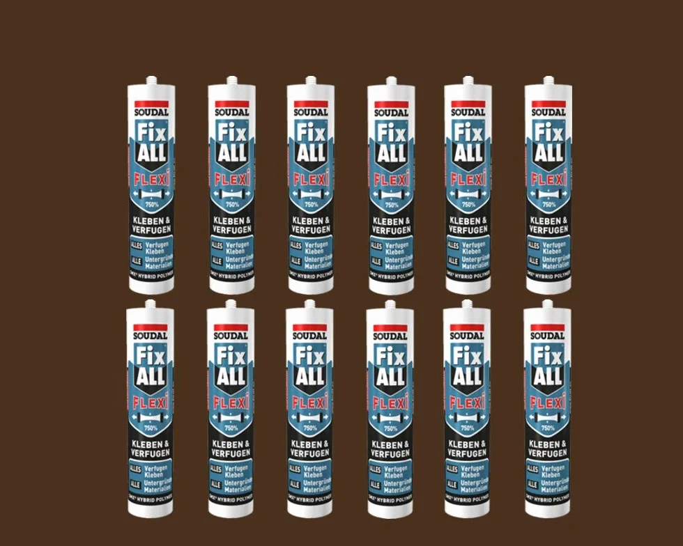 12 x Soudal Fix ALL Flexi, uniwersalny klej, 290 ml, brązowy