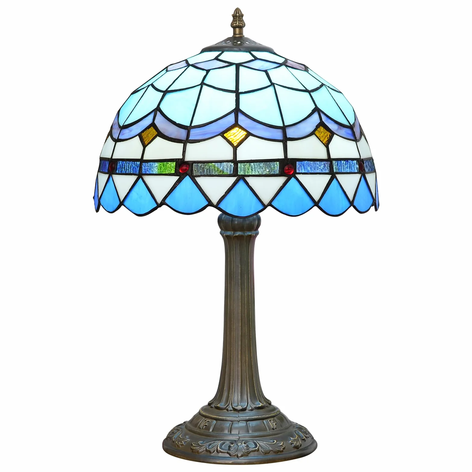 Tiffany lampa stołowa witrażowa lampa śródziemnomorska niebieska sypialnia lampa stołowa lampka do czytania lampka na biurko do salonu biura akademika jadalni dekoracja parapetówka prezent 30 x 30 x