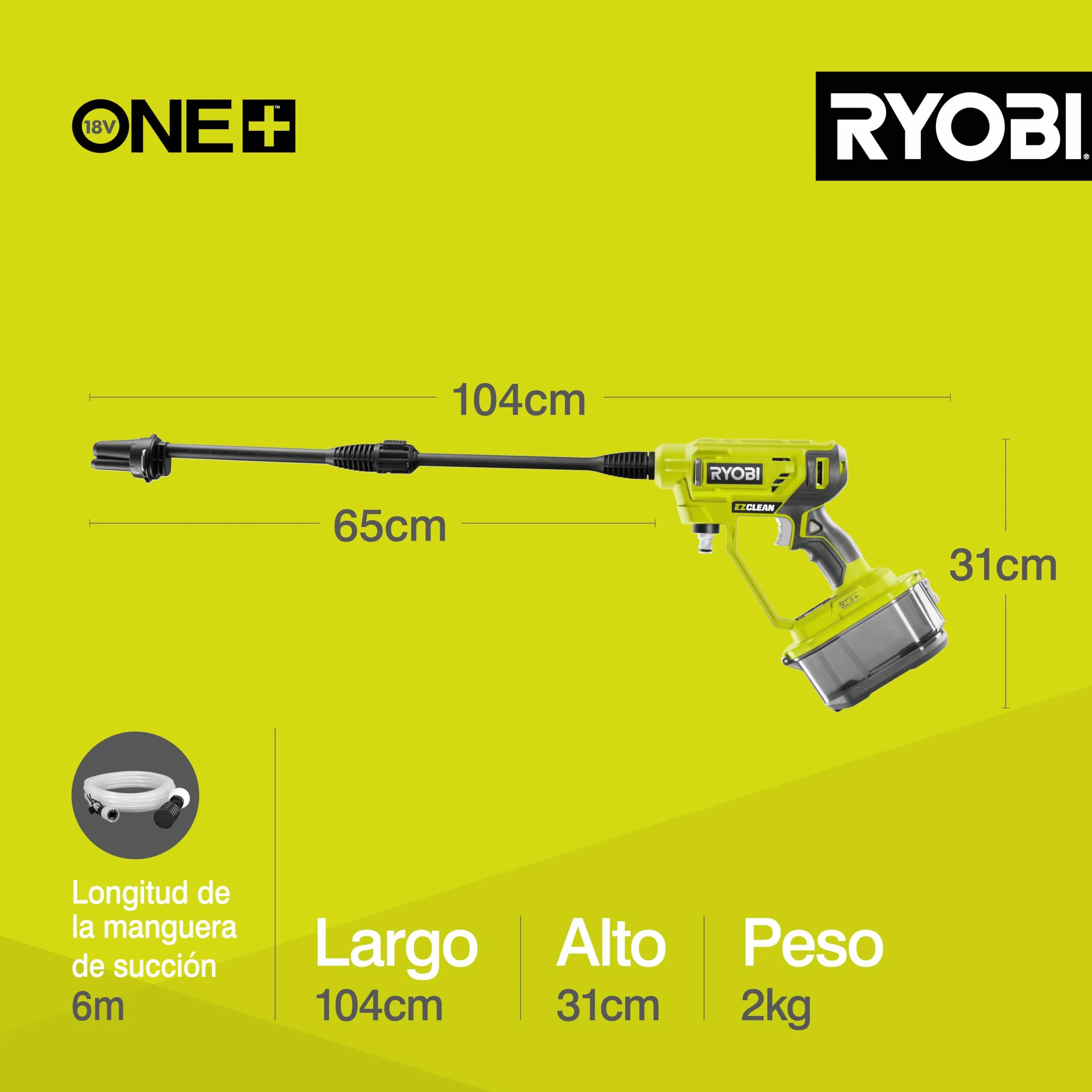 Ryobi RY18PW22A-0 Myjka Środkowego Ciśnienia 18V Akumulatorowa Dysza Turbo