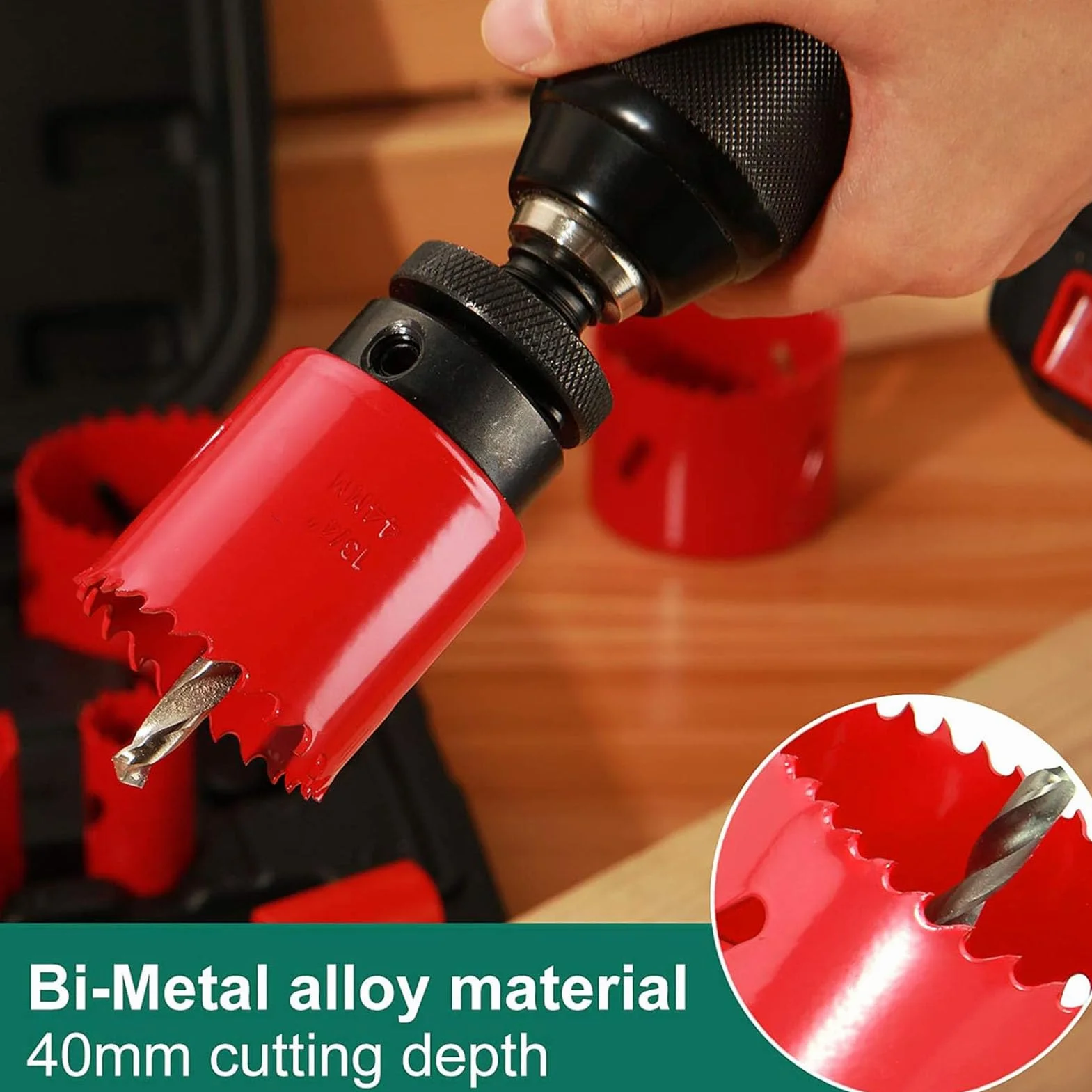 Wakects Zestaw Otwornic Bi Metal Zestaw Bitów do Otwornic HSS 18 szt. 3 4 do 2 11 16 Cali 40 Mm Głębokość Cięcia w 11 Rozmiarach dla Użytkowników z Cienkiego Metalu, Drewna, Tworzyw Sztucznych, PCV