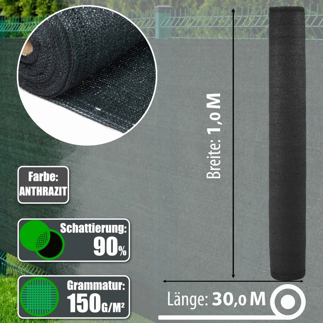 F & R mata maskująca na ogrodzenie polietylen 1 m x 30 m 150 g/m² ochrona prywatności siatka zacieniająca