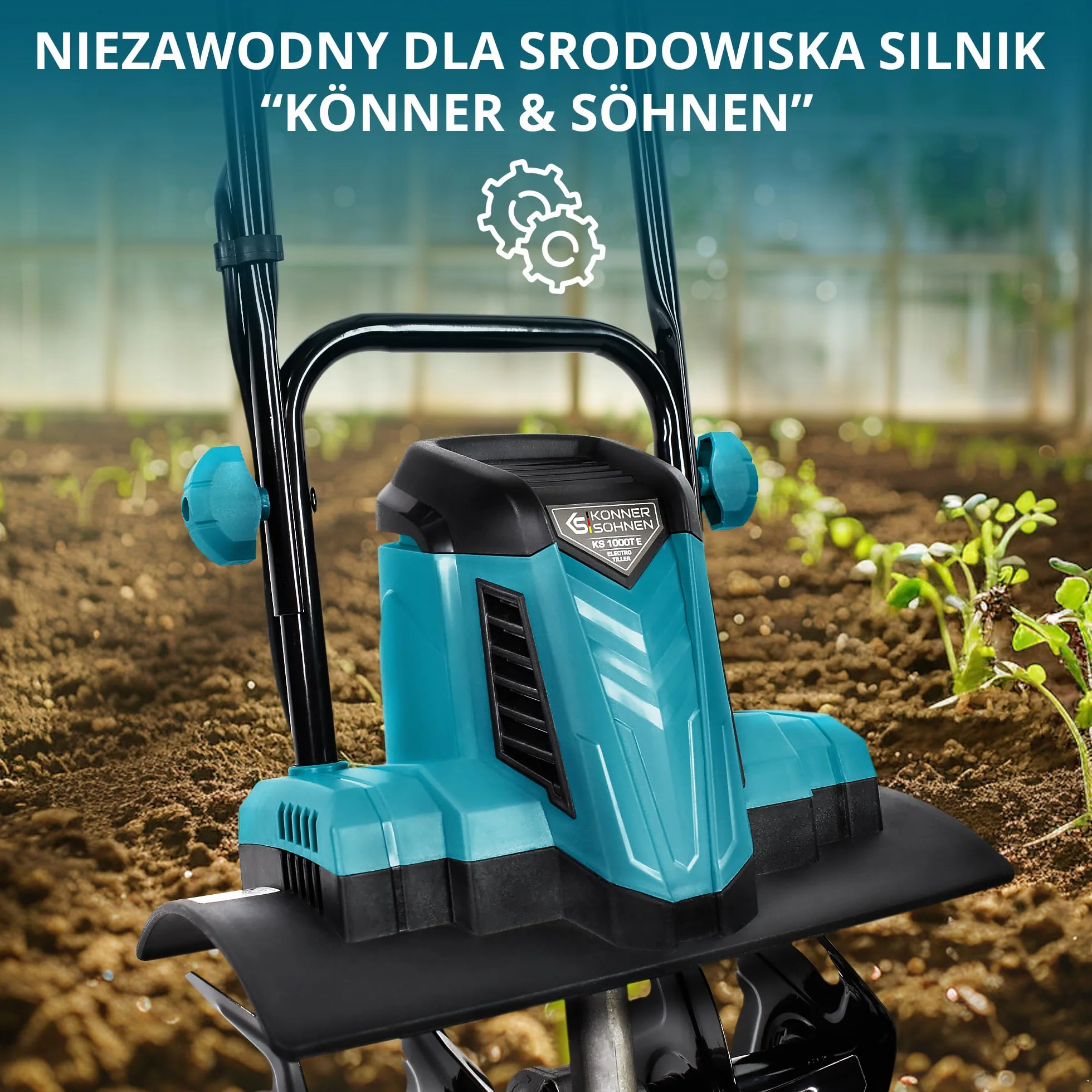 Könner & Söhnen KS 1000T E Glebogryzarka elektryczna, mocne metalowe frezy, szerokość/głębokość robocza 36/22 cm, 1000 W, 230 V, 8 kg, kultywator do podwórek, rabat kwiatowych i ogrodowych