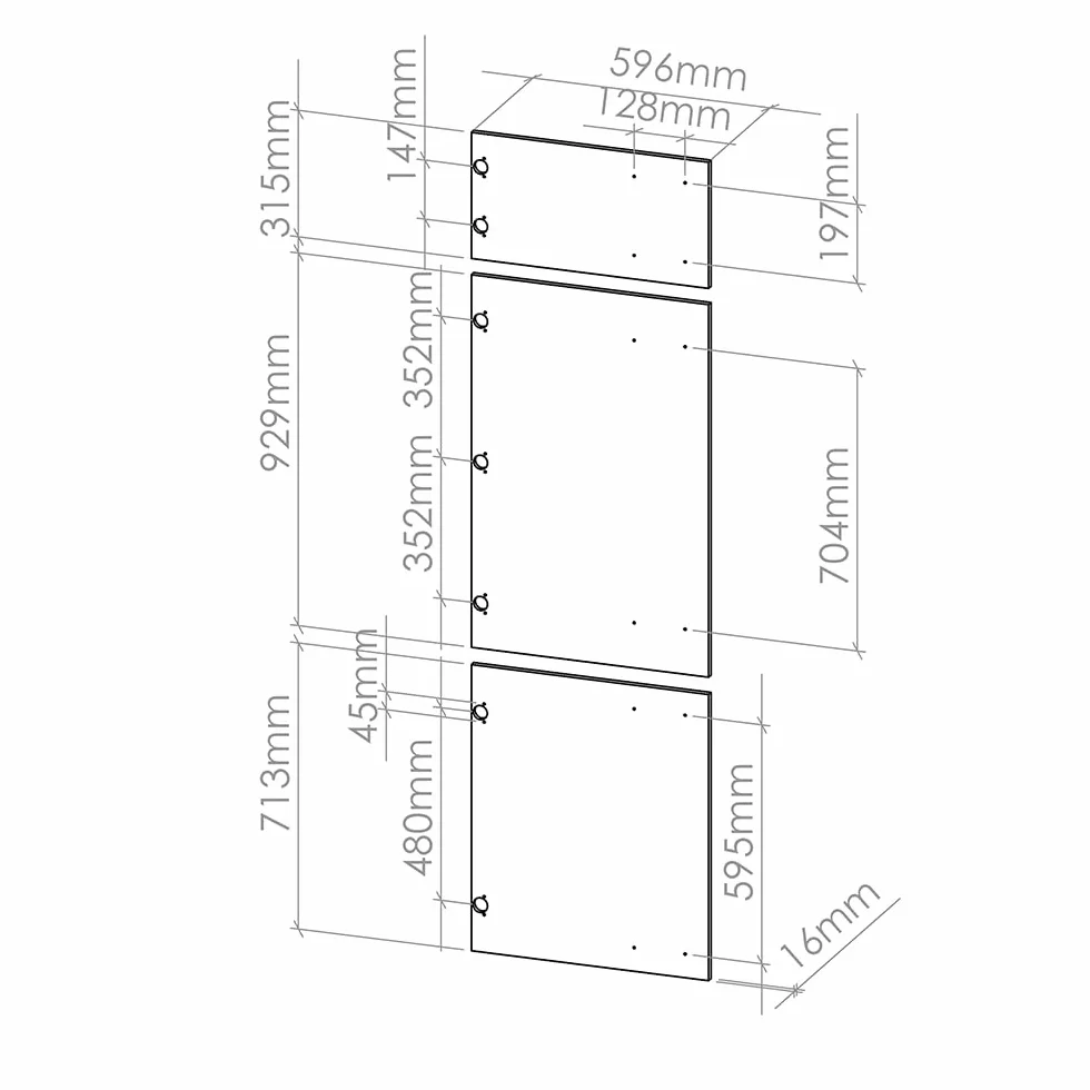 Vicco Front kuchenny "R-Line", Czerwony połysk, 59.6 x 196 cm | front meblowy do szafki pod zabudowę lodówki, adapté aux armoires de cuisine R-Line pour une installation facile