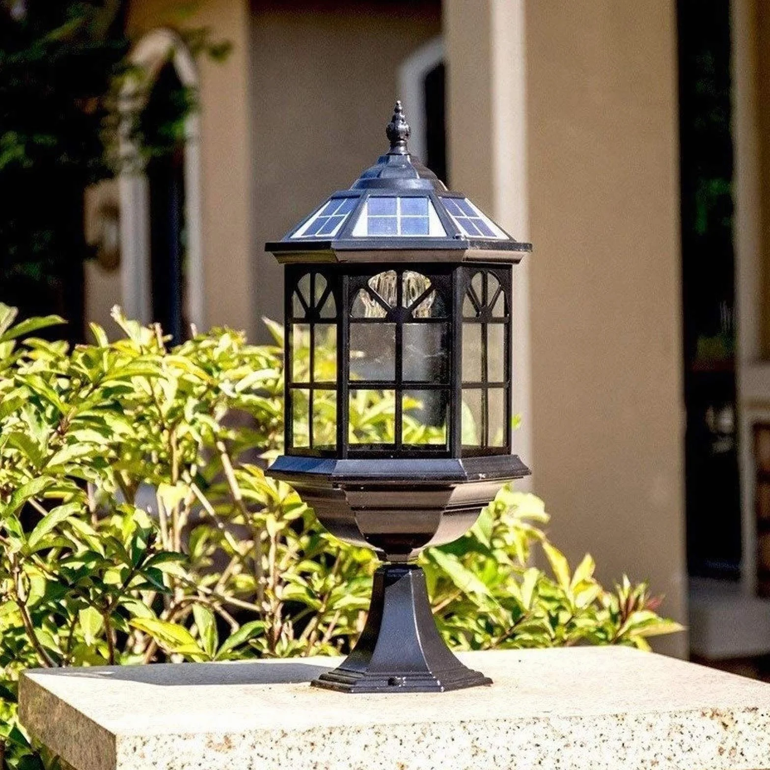 Zewnętrzne Lampy Solarne Led, Lampy Solarne Do Ogrodzeń, Słupki Ogrodowe, Aluminiowe, Wodoodporne, Solarne Lampy Ogrodowe, Ganki, Ogrodzenia, Drzwi Wejściowe, Lampa Solar(Czarny)