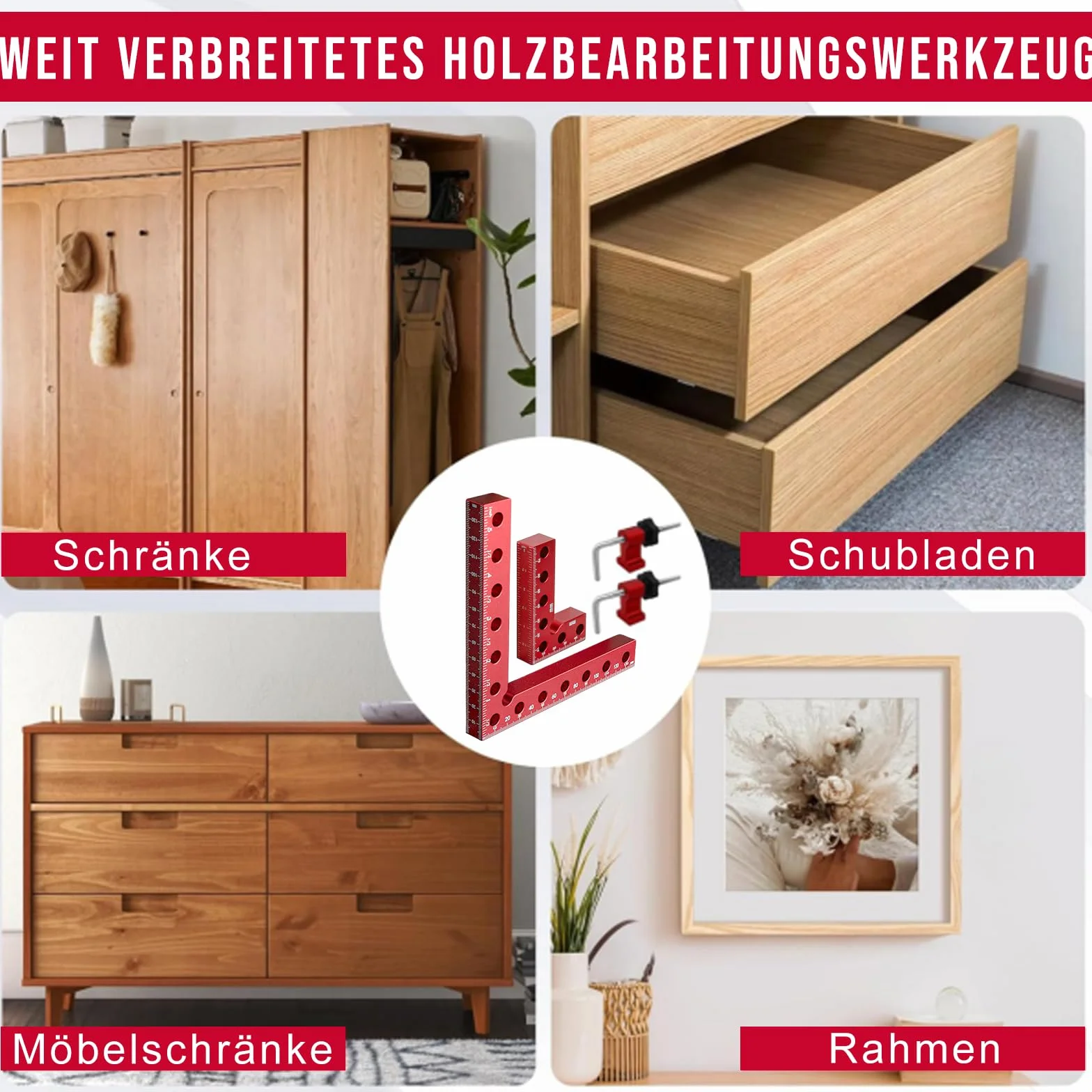 Zacisk kątowy 90 stopni, kąt pozycjonowania 140 mm, 8 sztuk klipsów mocujących, kąt pomiarowy, zacisk kątowy do narzędzi stolarskich, napinacz kątowy dla majsterkowiczów