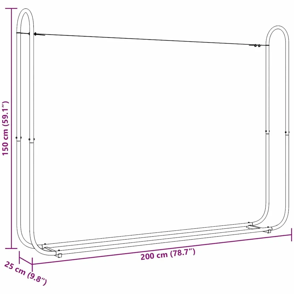 vidaXL Stojak na drewno opałowe z drutem stalowym, 200x25x150 cm, stal, przechowywanie drewna opałowego, uchwyt na drewno kominkowe, przechowywanie drewna opałowego w pomieszczeniu
