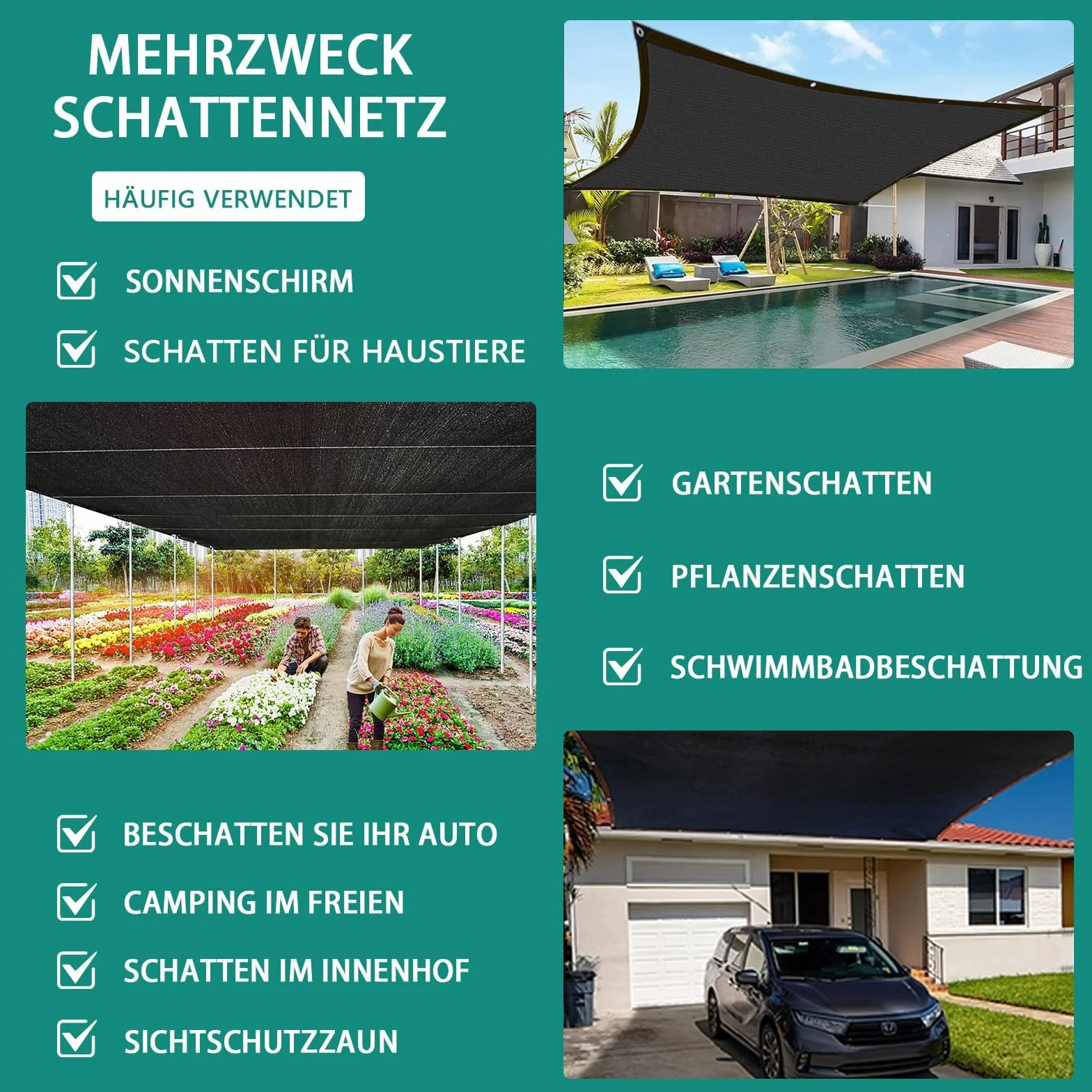 Siatka Zacieniająca z Przelotkami 2x1m – 70% Ochrona UV, Przewiewna i Przepuszcza Wodę – Odporna na Wiatr Osłona na Pergolę, Taras, Ogród, Balkon