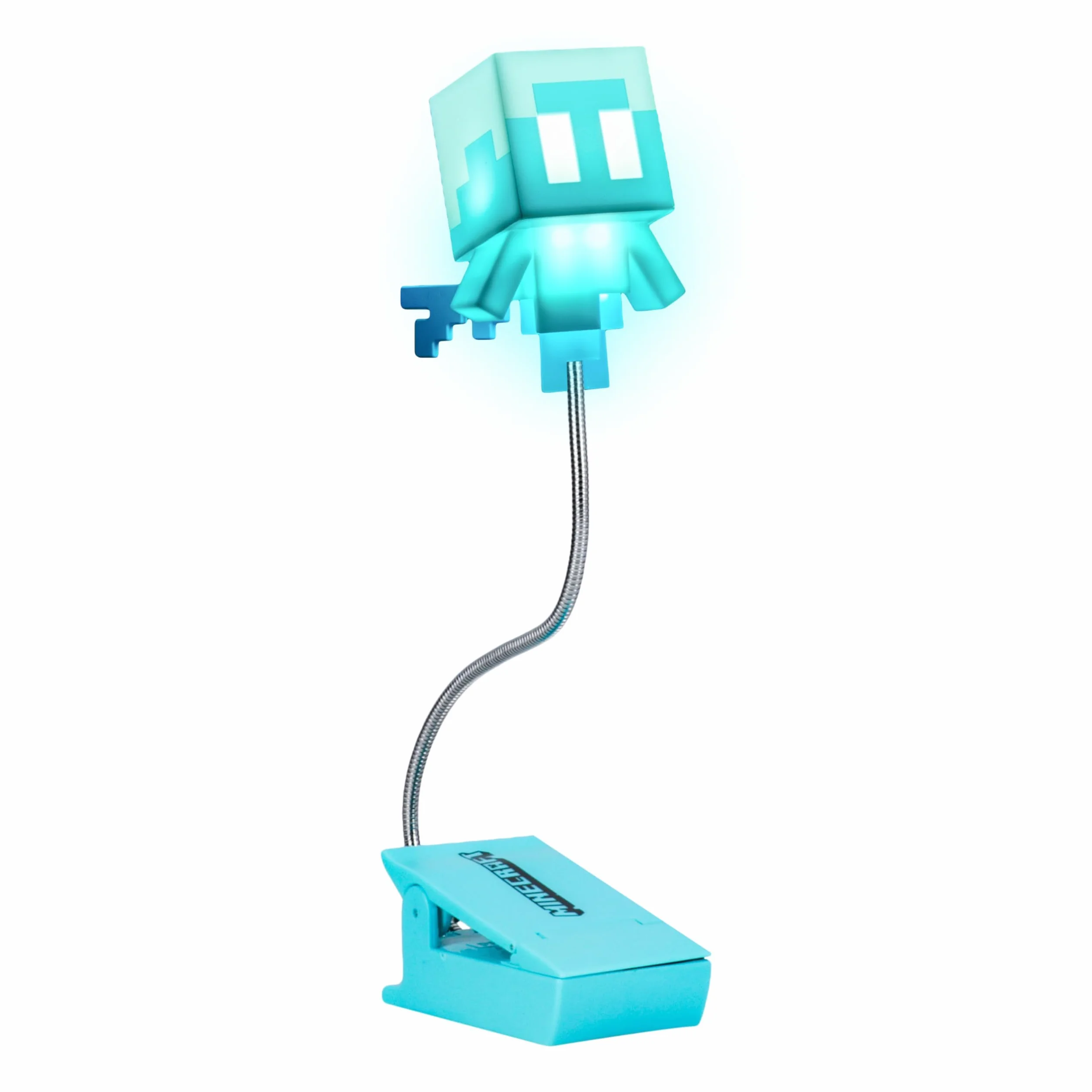 Paladone Minecraft Allay Clip On Book Light - oficjalnie licencjonowana lampka do czytania, konstrukcja lampy z klipsem z elastycznym kablem, z głowicą Allay Mob, 3 tryby świecenia, zasilanie