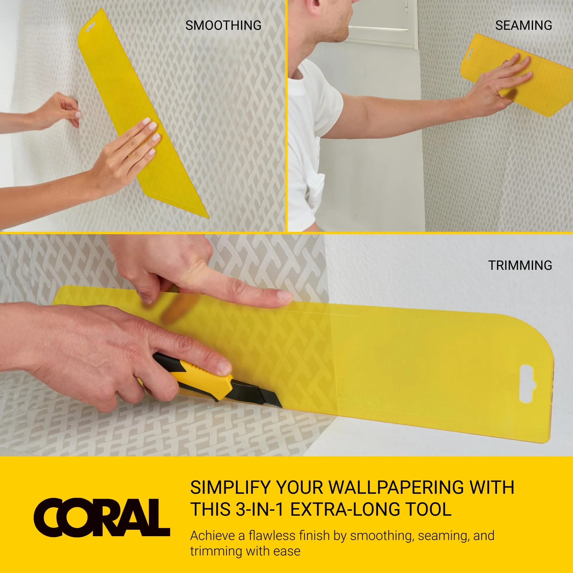 Coral 69502 Paperwiz XL 21-calowe narzędzie do tapet 3 w 1, oryginalne, żółte