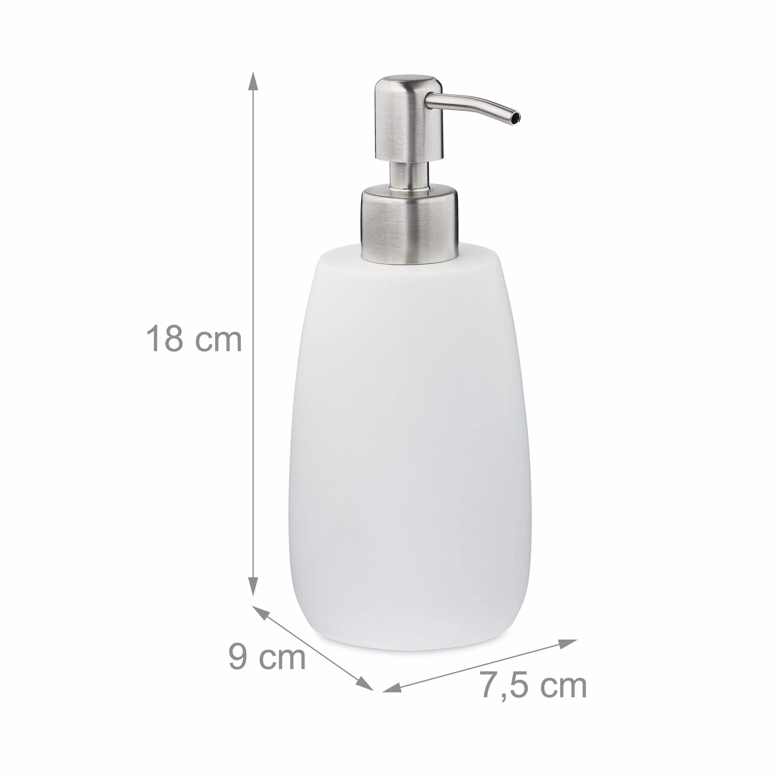 Relaxdays dozownik mydła, 300 ml, do ponownego napełniania, do kuchni i łazienki, pompka, stal nierdzewna, biały